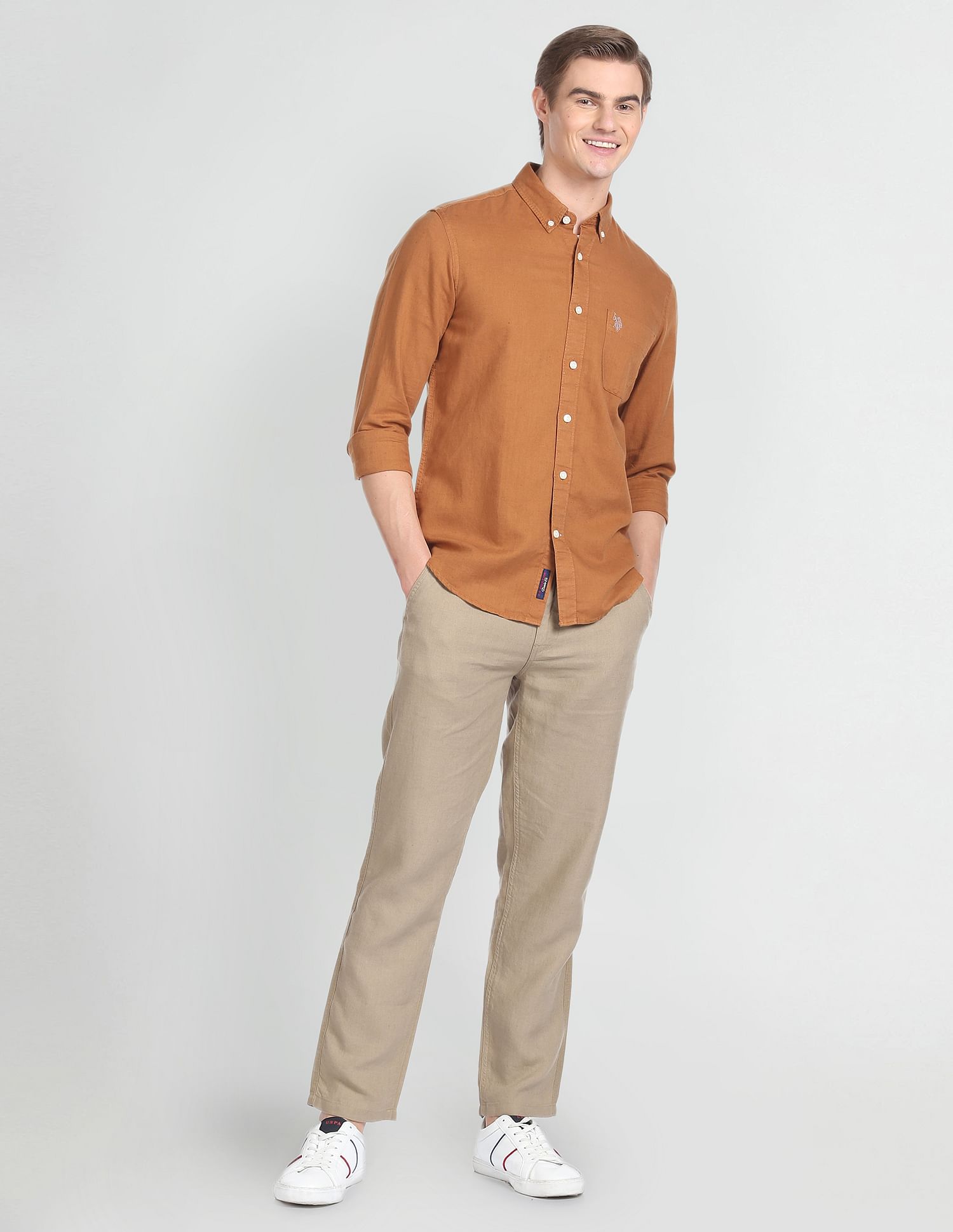 U.S. Polo Assn. Denim Co. Solid Linen Cotton Shirt