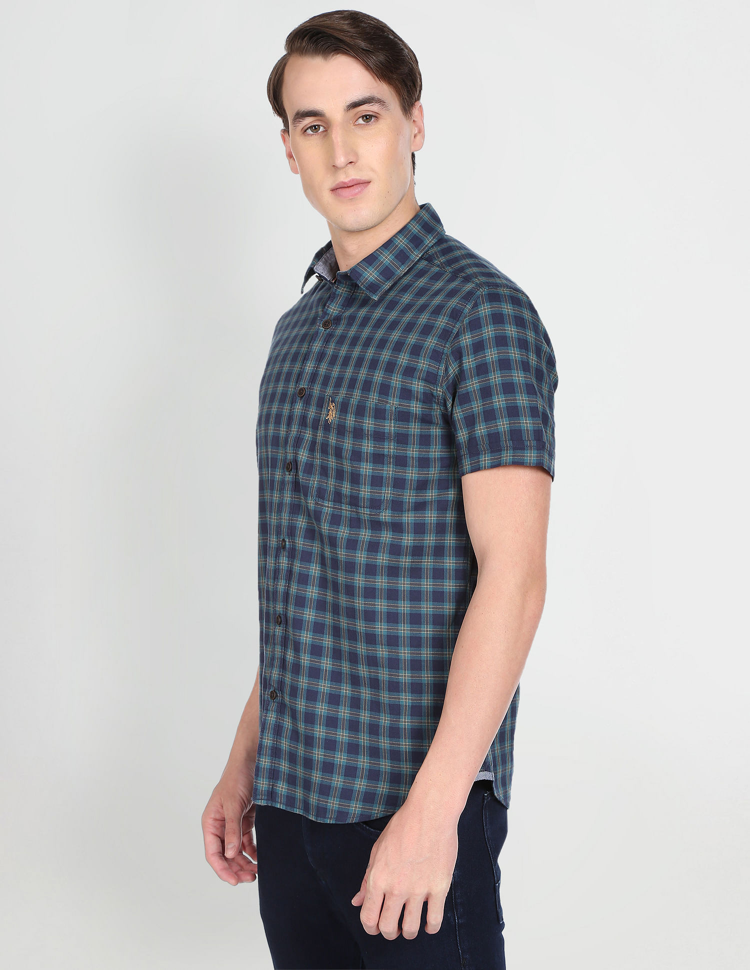 U.S. Polo Assn. Denim Co. Short Sleeve Tartan Cotton Casual Shirt