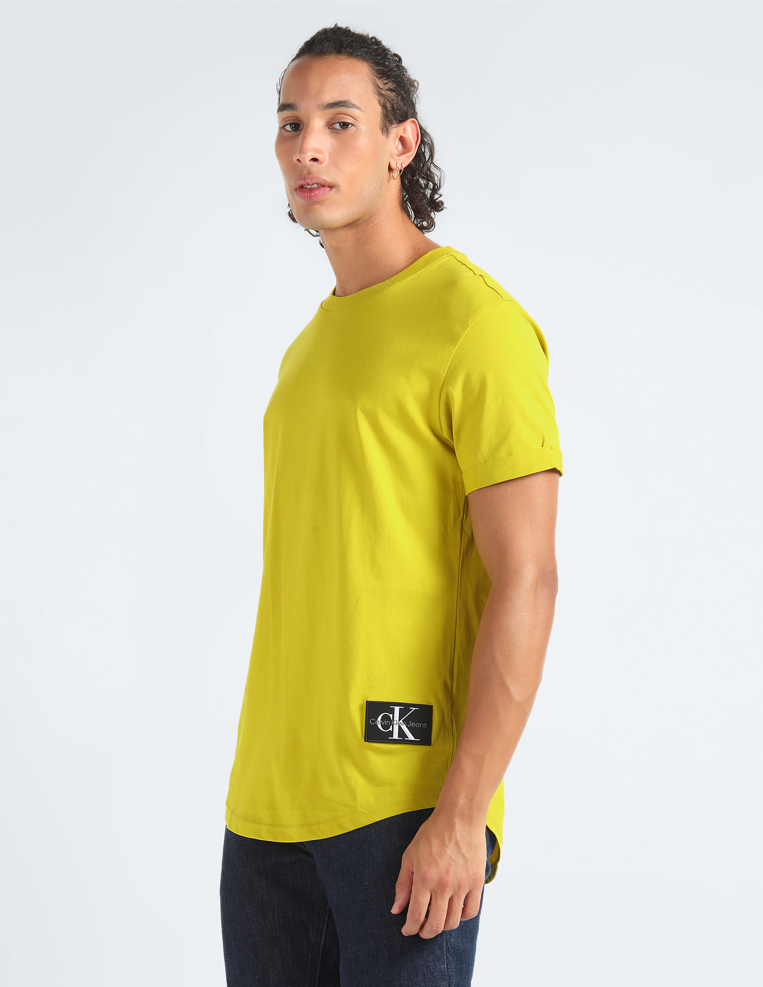 Calvin Klein Logo Badge Turn Up Sleeve T-Shirt
