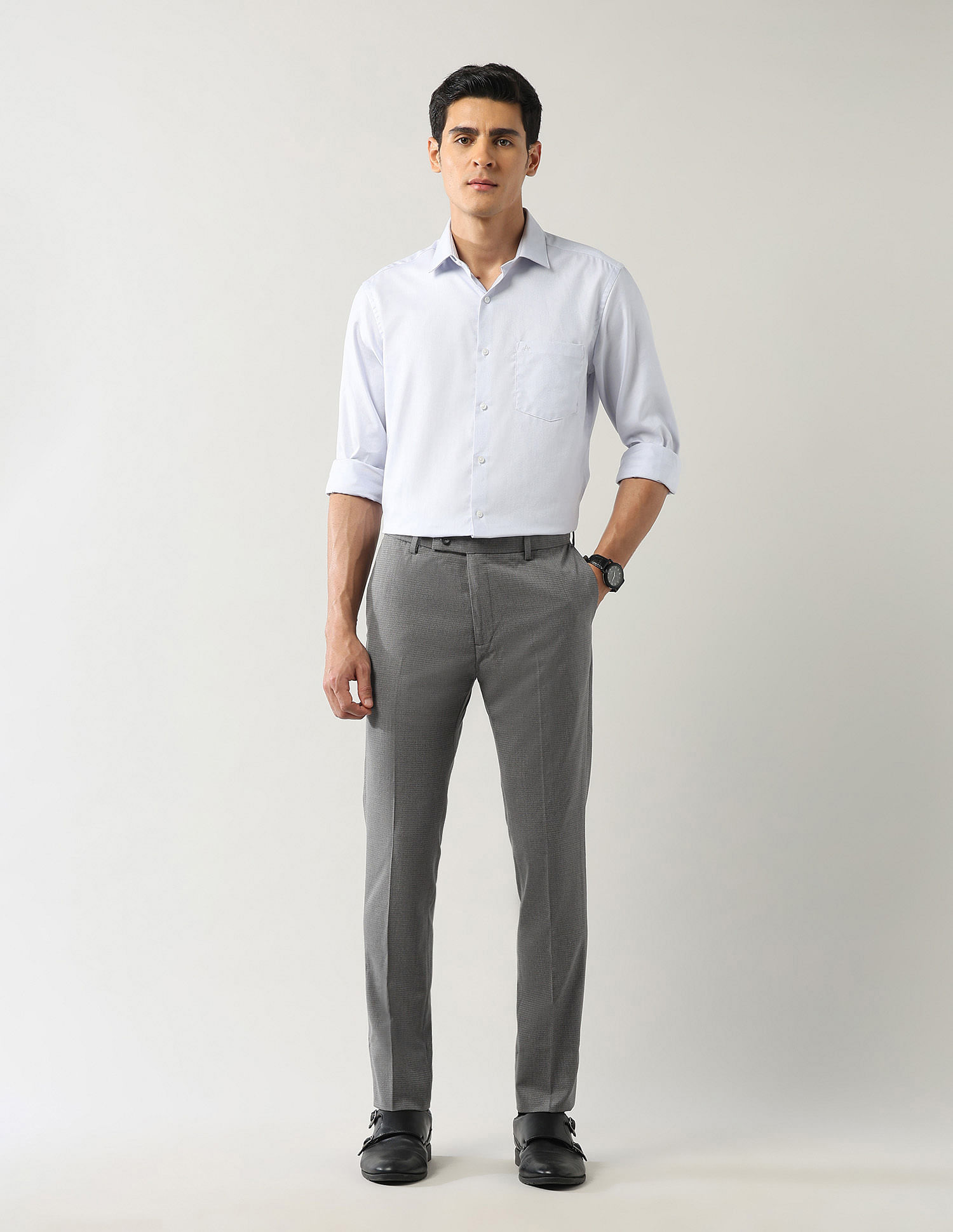 Arrow Mid Rise Autoflex Dobby Trousers