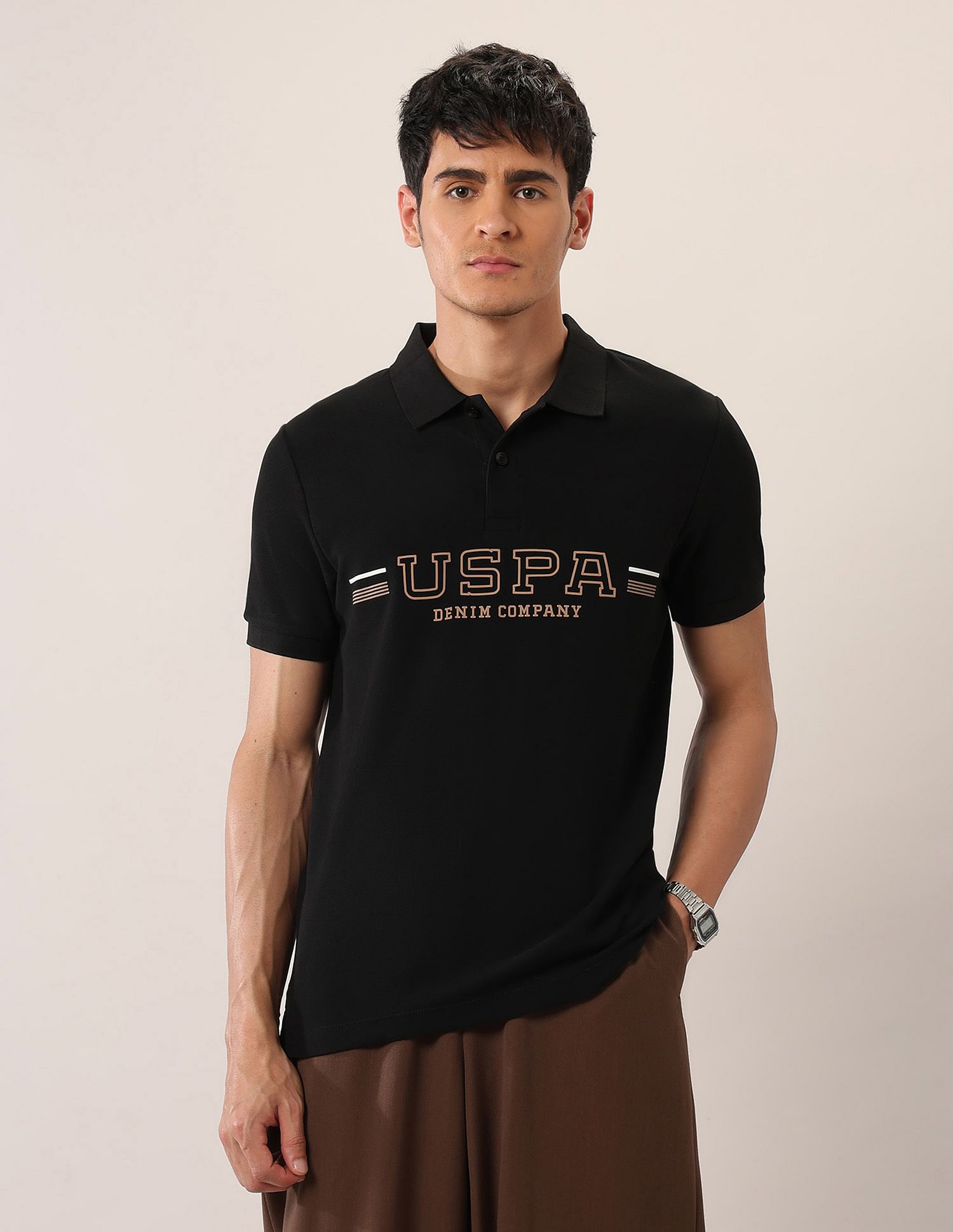 U.S. Polo Assn. Denim Co. Brand Embossed Muscle Fit Polo Shirt