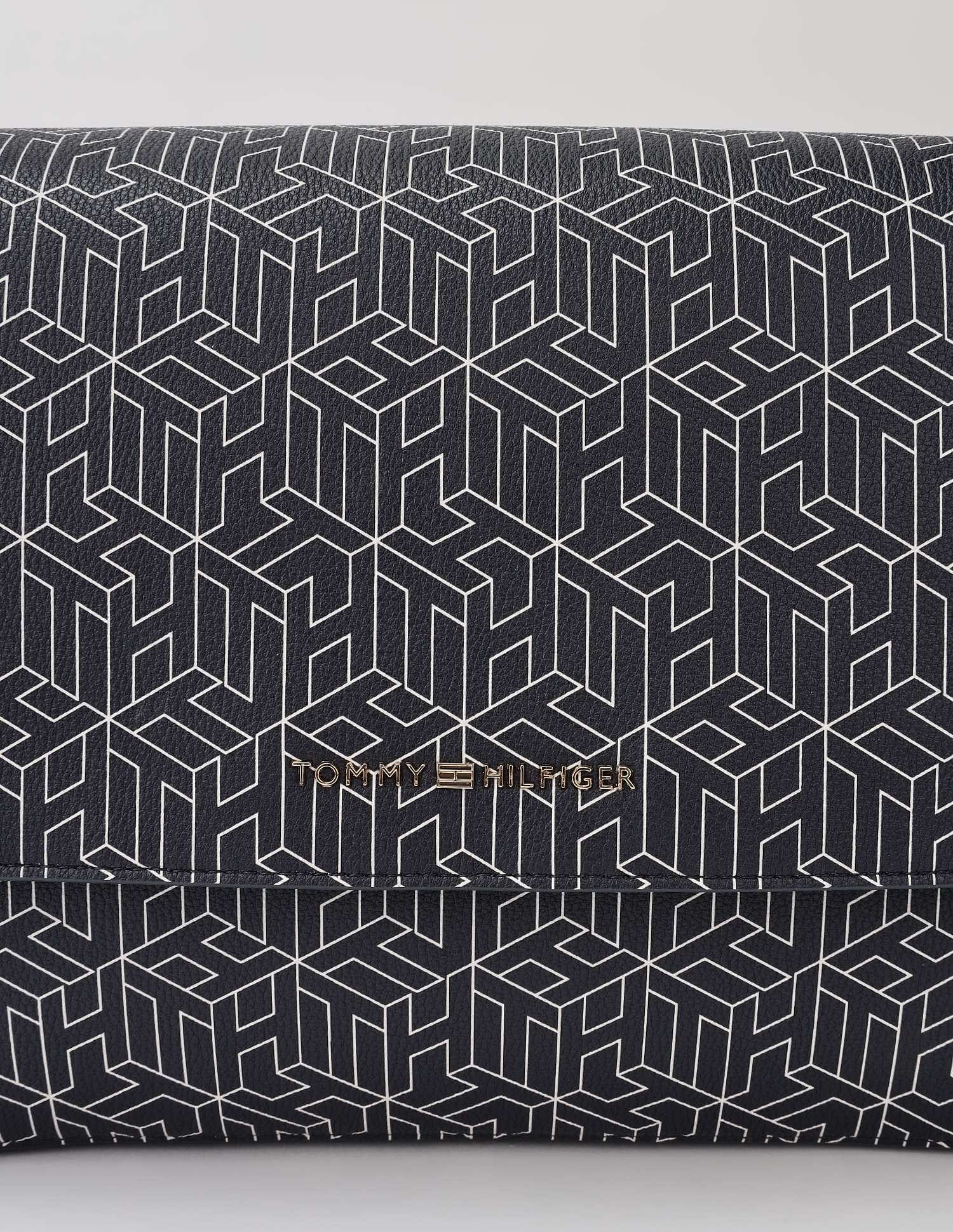 Tommy Hilfiger Logo Blue Pu Hand Bag