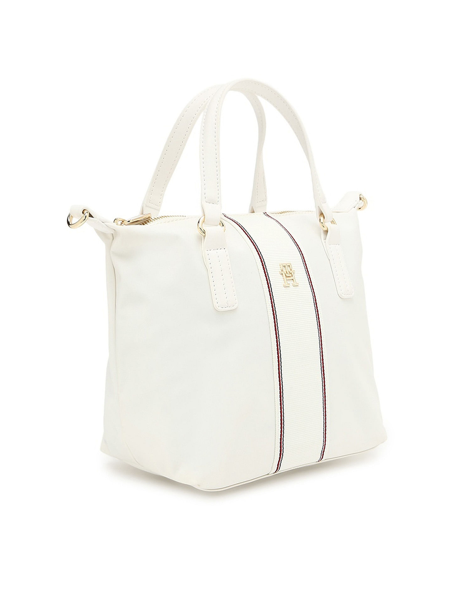 Tommy Hilfiger Solid White Nylon Handbags