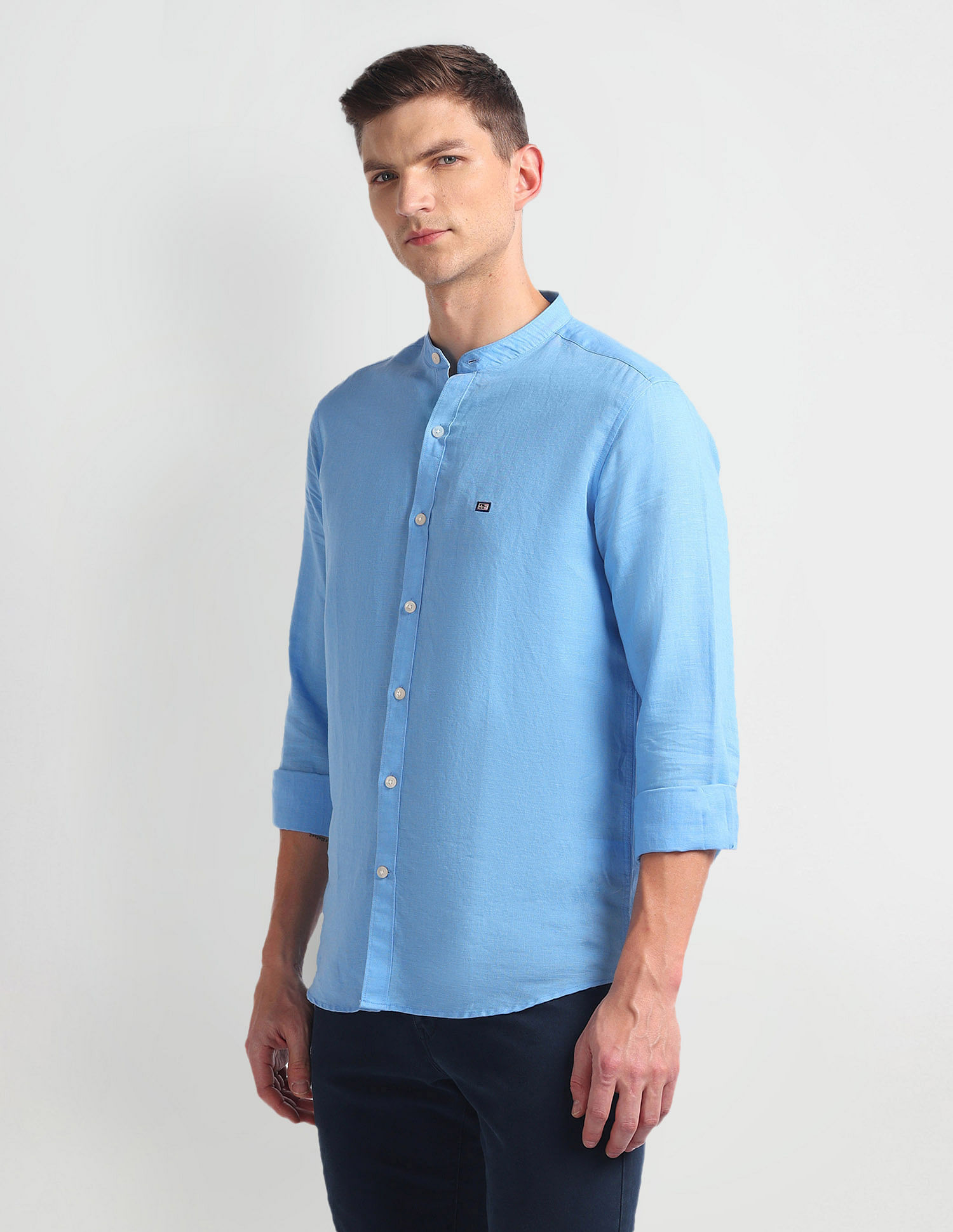 Arrow Sports Mandarin Collar Slim Fit Shirt