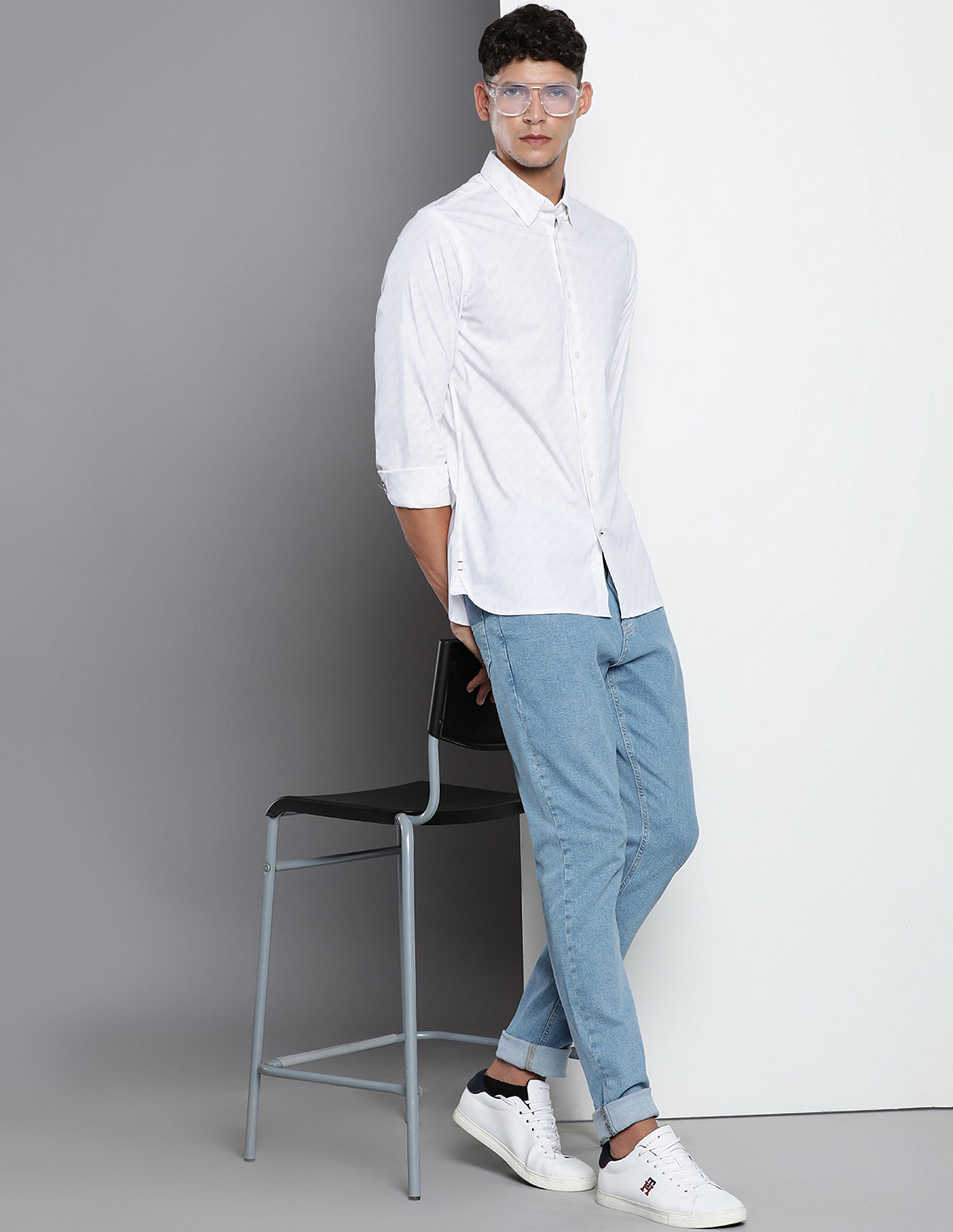Tommy Hilfiger All Over Script Slim Flex Shirt
