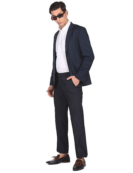 Tommy Hilfiger Men Navy Notch Collar Solid Smart Casual Blazer