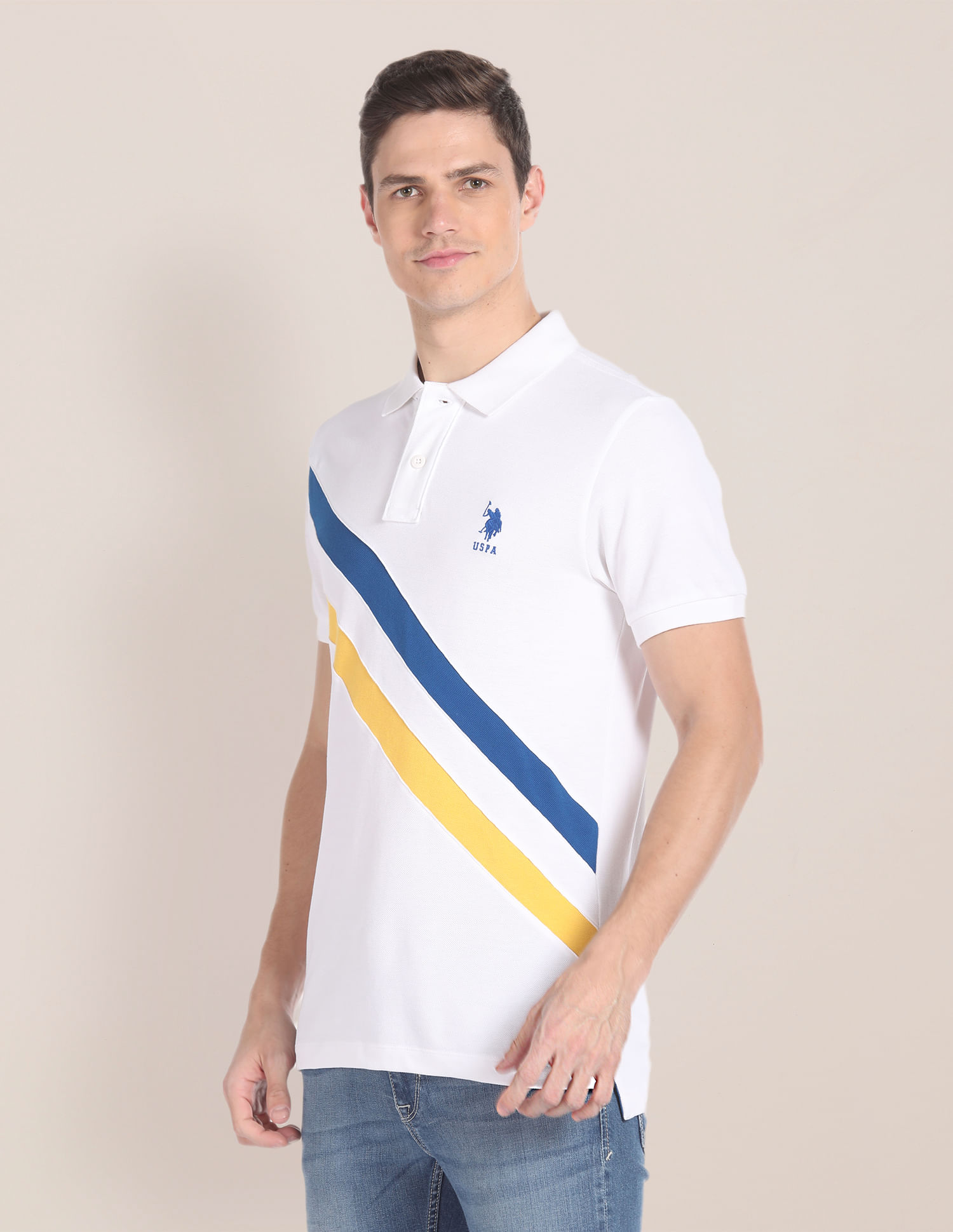 U.S. Polo Assn. Diagonal Stripe Pique Polo Shirt