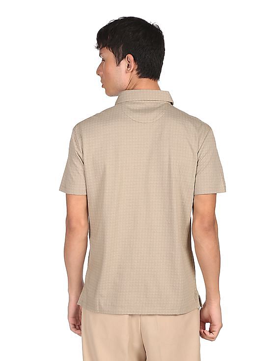 Buy Calvin Klein Men Beige All Over Print Tile Cotton Polo