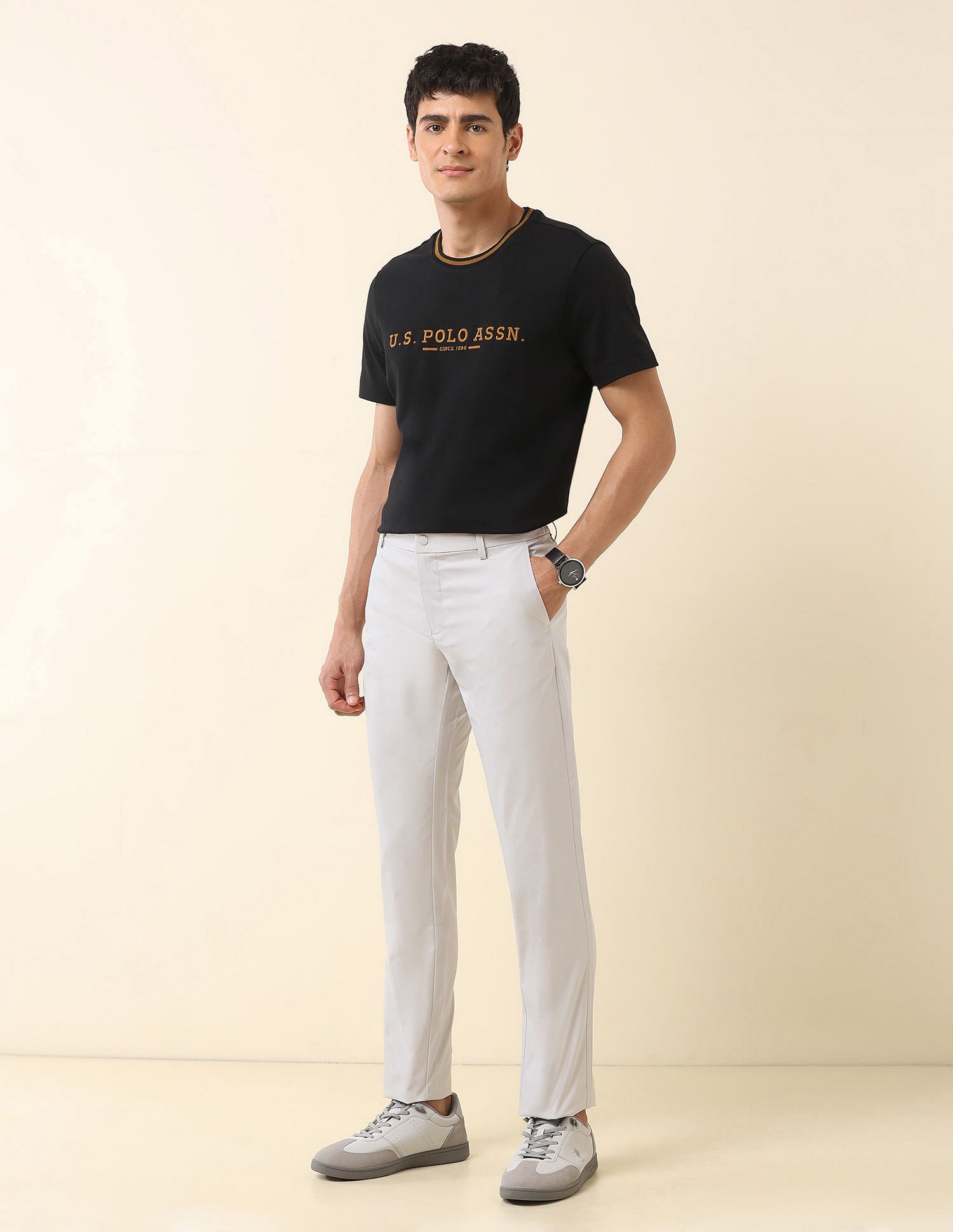 U.S. Polo Assn. Solid Denver Slim Fit Trousers