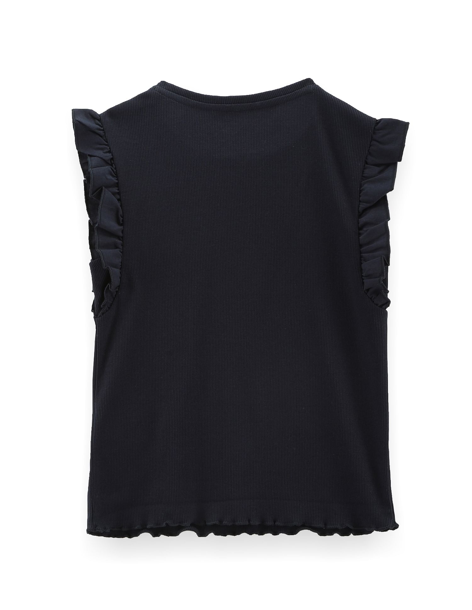 Tommy Hilfiger Kids Girls Flutter Sleeve Ribbed T-Shirt