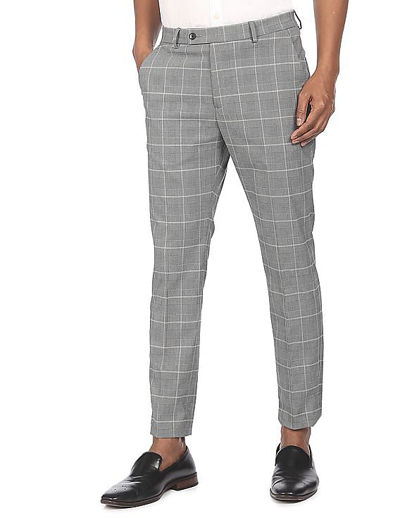Lars Amadeus Men's Plaid Dress Pants Skinny Fit Flat Front Business Checked  Trousers 30 Black at Amazon Men's Clothing store