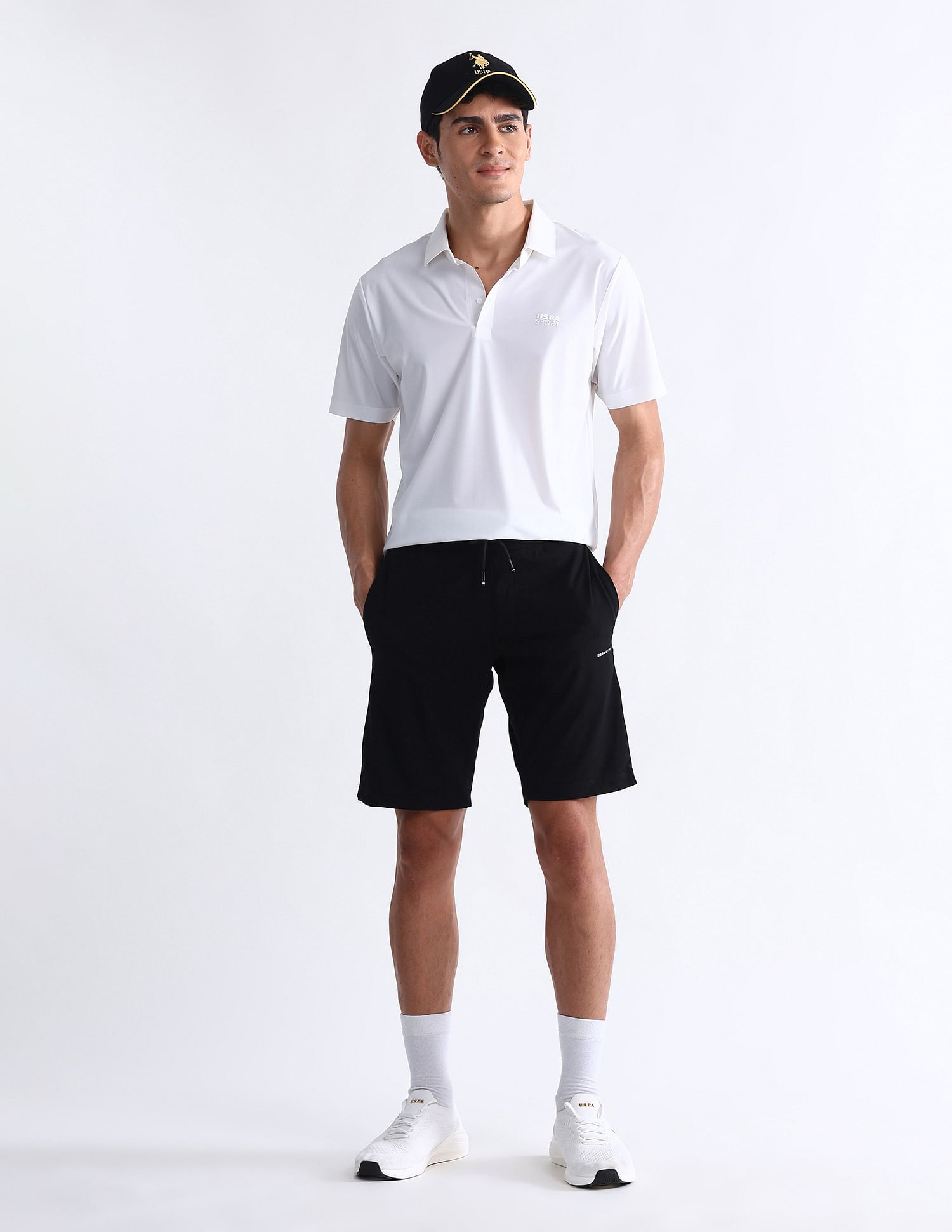 USPA Active Solid Slim Fit Active Shorts