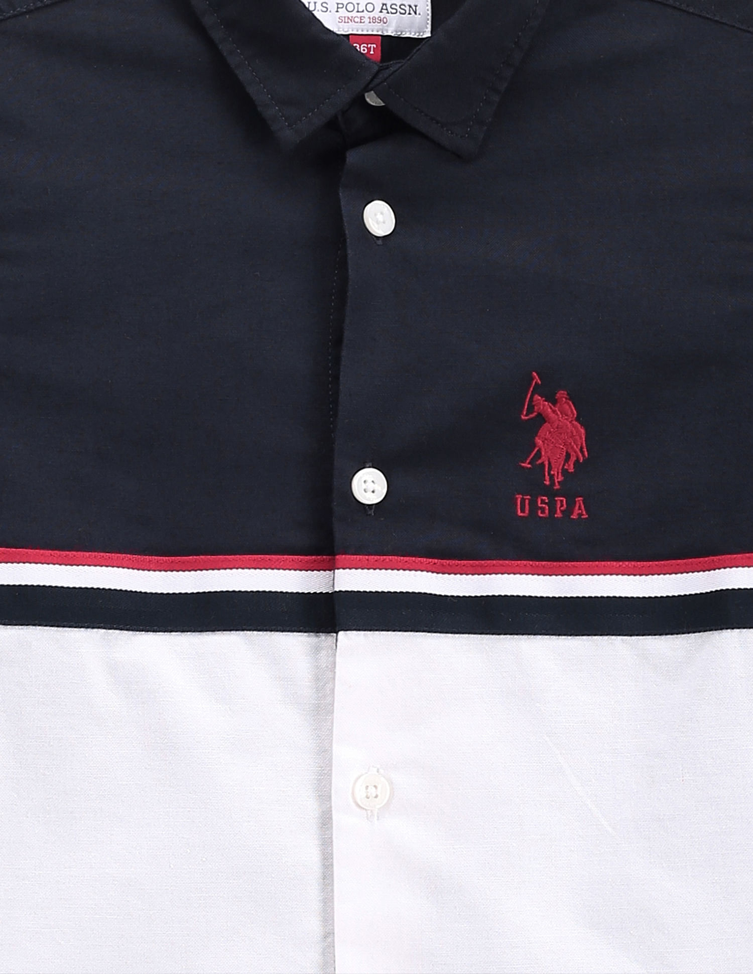 U.S. Polo Assn. Kids Boys Cutaway Collar Color Block Shirt