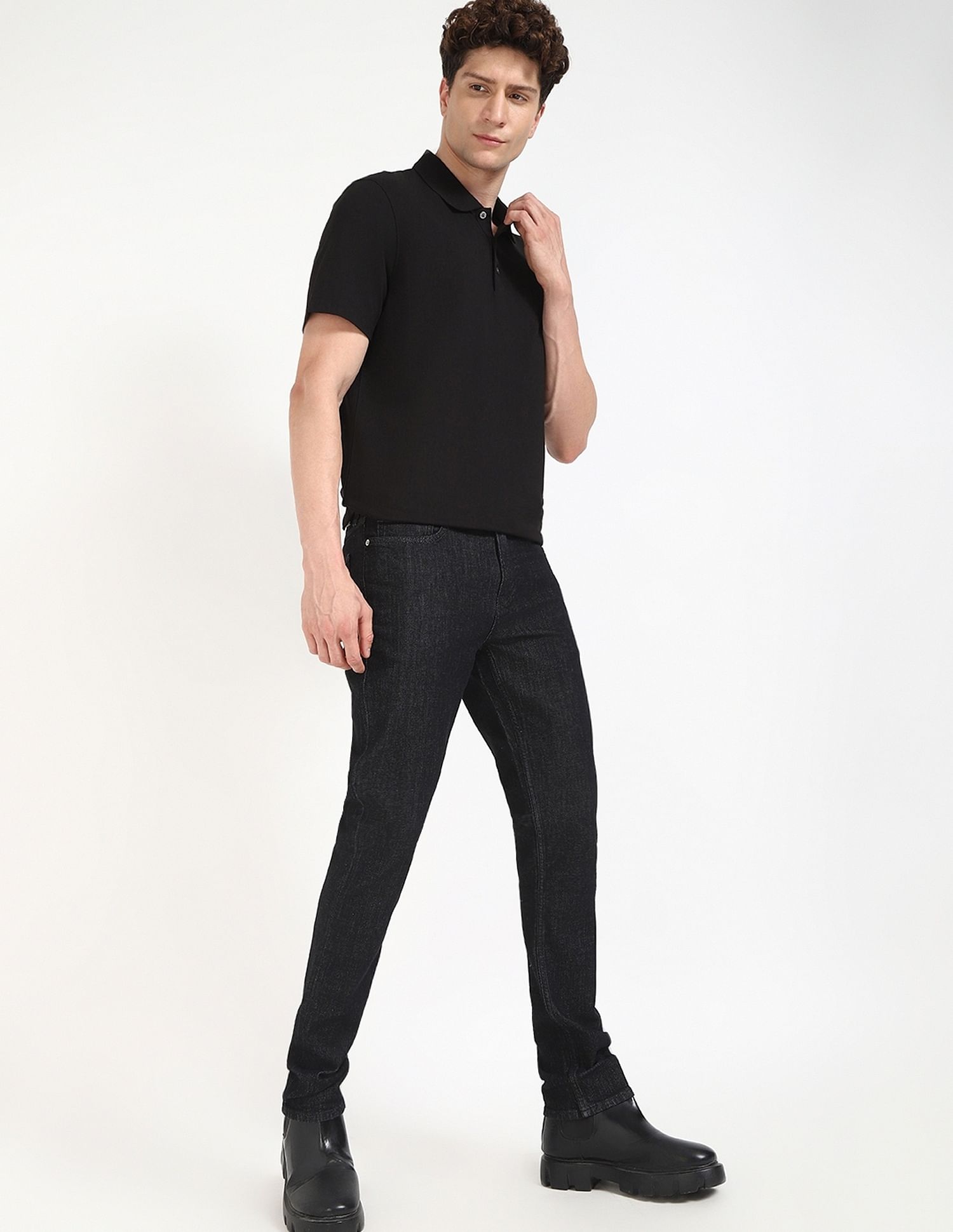 Calvin Klein Jeans Striped Regular-Fit Polyester Polo T-Shirt