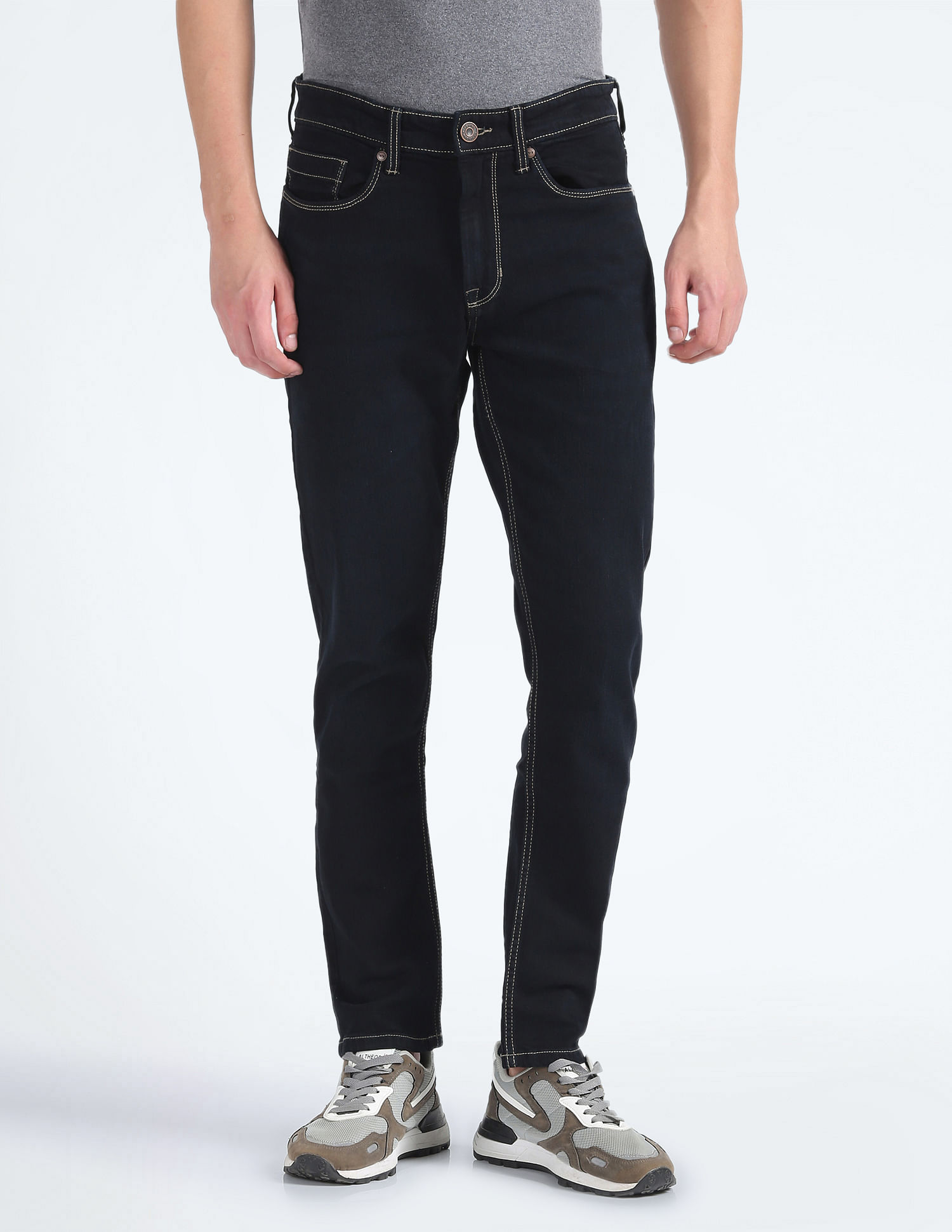 Flying Machine Mid Rise Slash Slim Tapered Fit Jeans