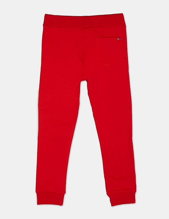 Tommy Hilfiger Kids Boys Red Drawstring Waist Brand Embroidered Essential Sweatpants