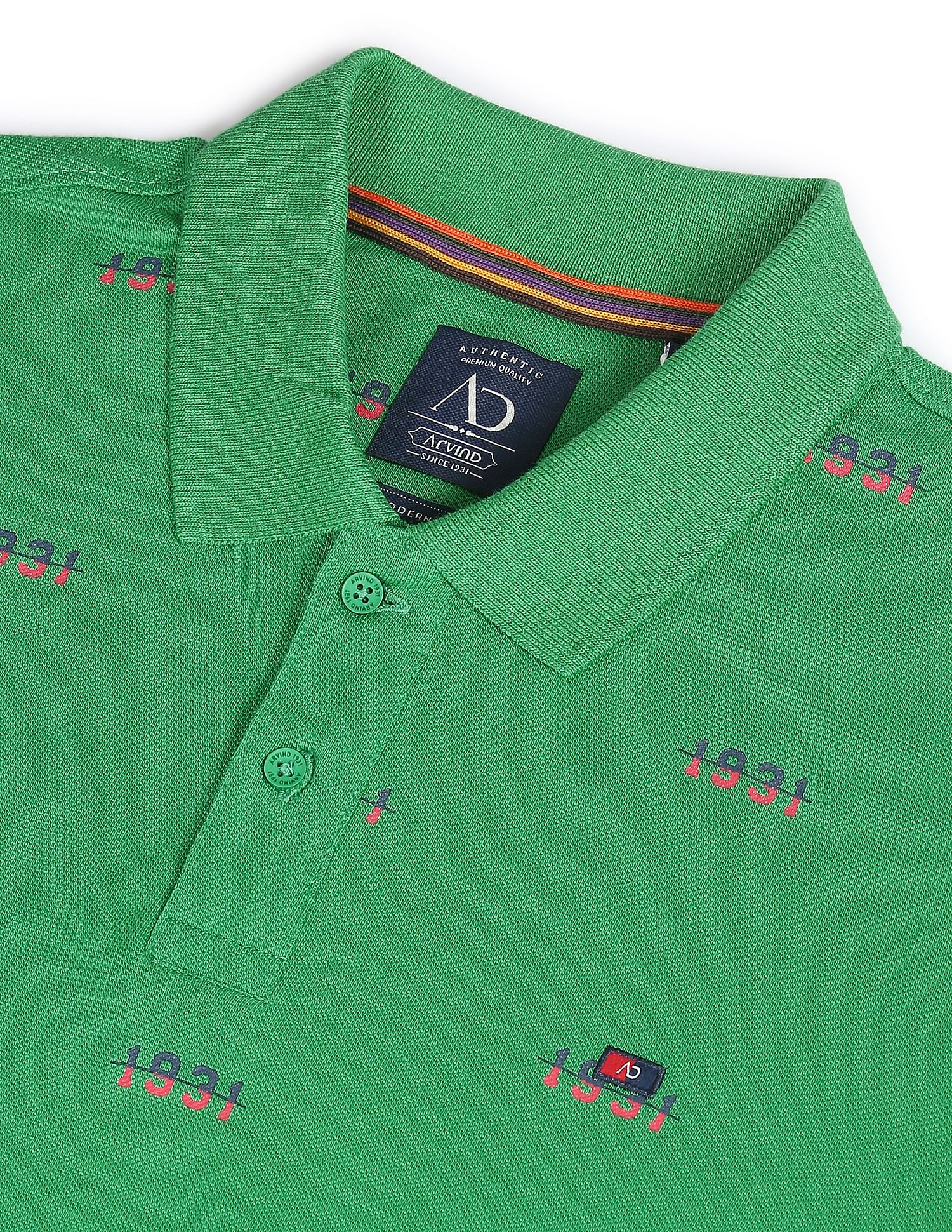 AD by Arvind Typography Print Cotton Polo Shirt