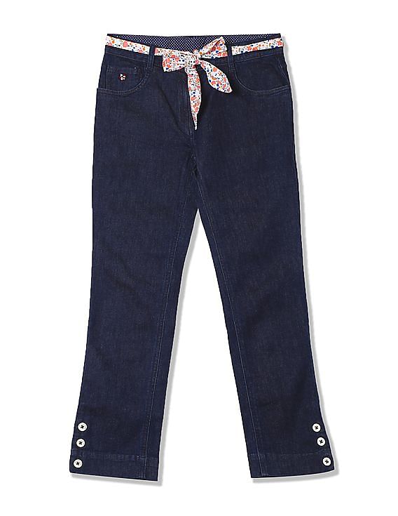 Buy Girls Girls Belted Waist Capri Jeans online at NNNOW.com