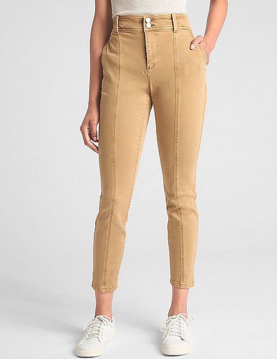 high rise skinny khaki pants