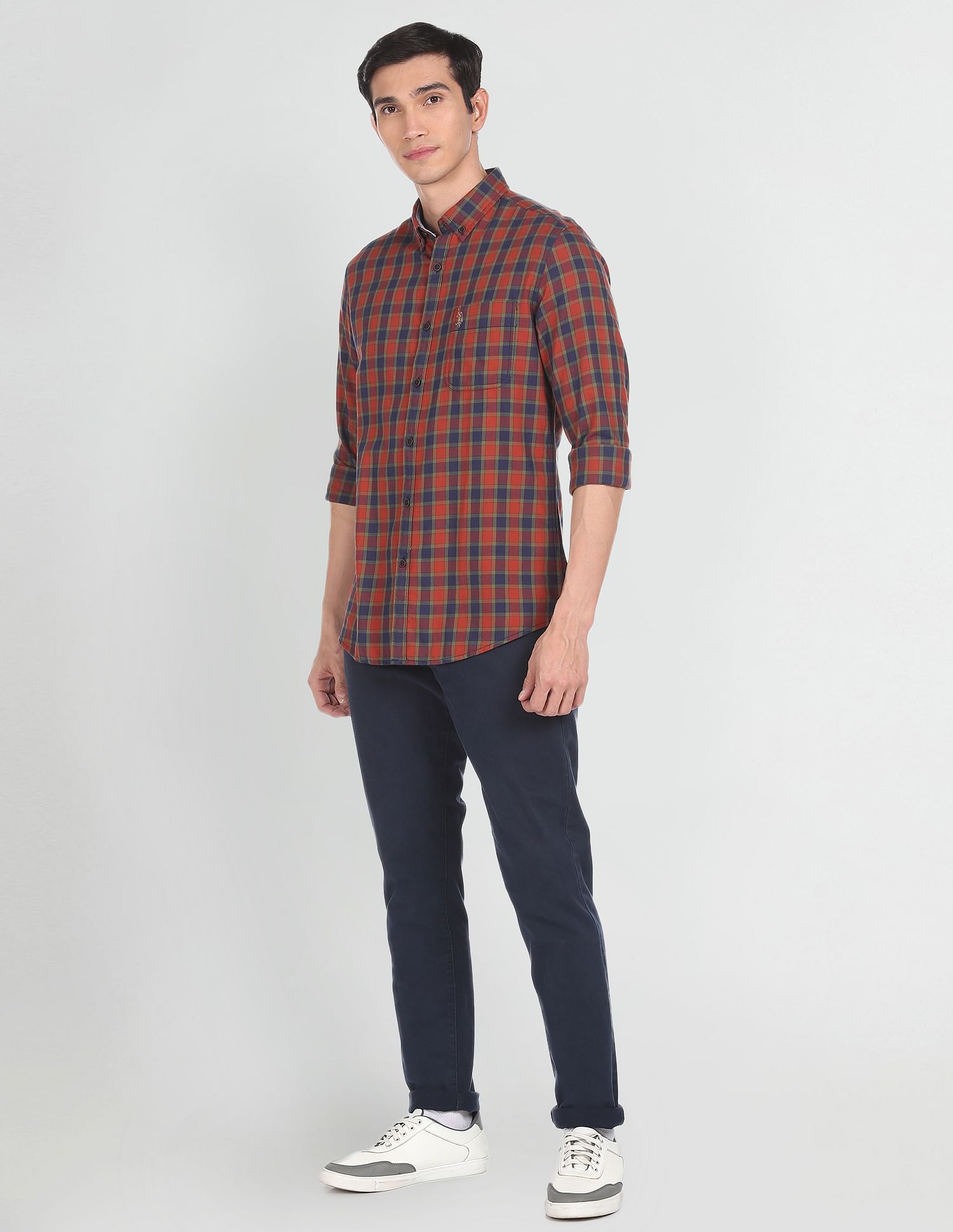 U.S. Polo Assn. Denim Co. Button Down Collar Check Casual Shirt