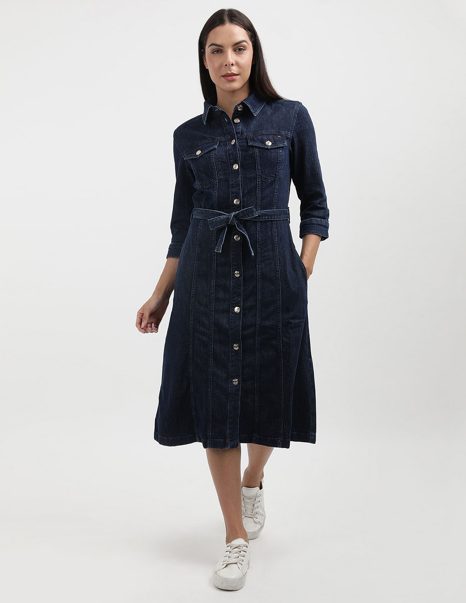 Tommy Hilfiger Belted Regular Fit Midi Dress