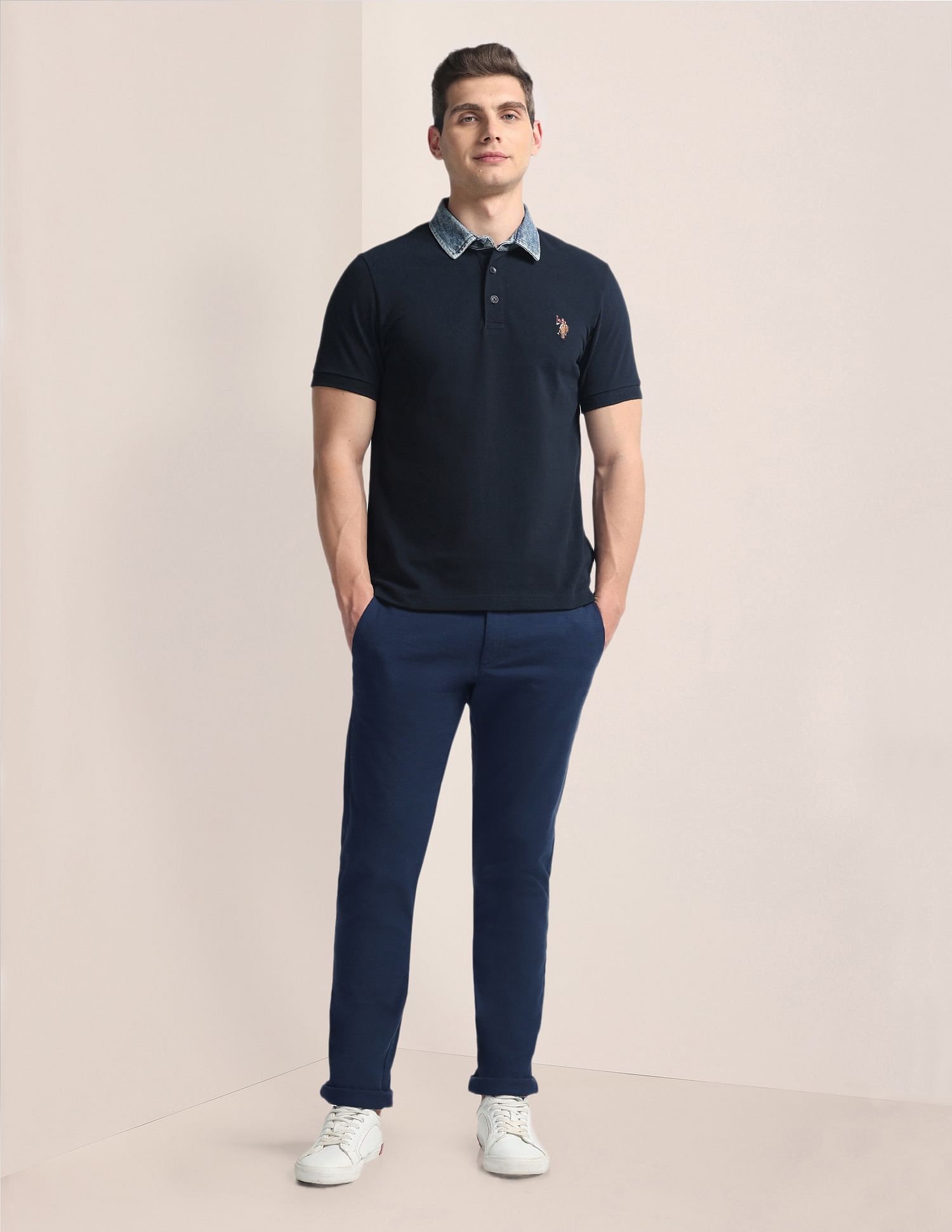 U.S. Polo Assn. Yarn Dyed Slim Straight Trousers