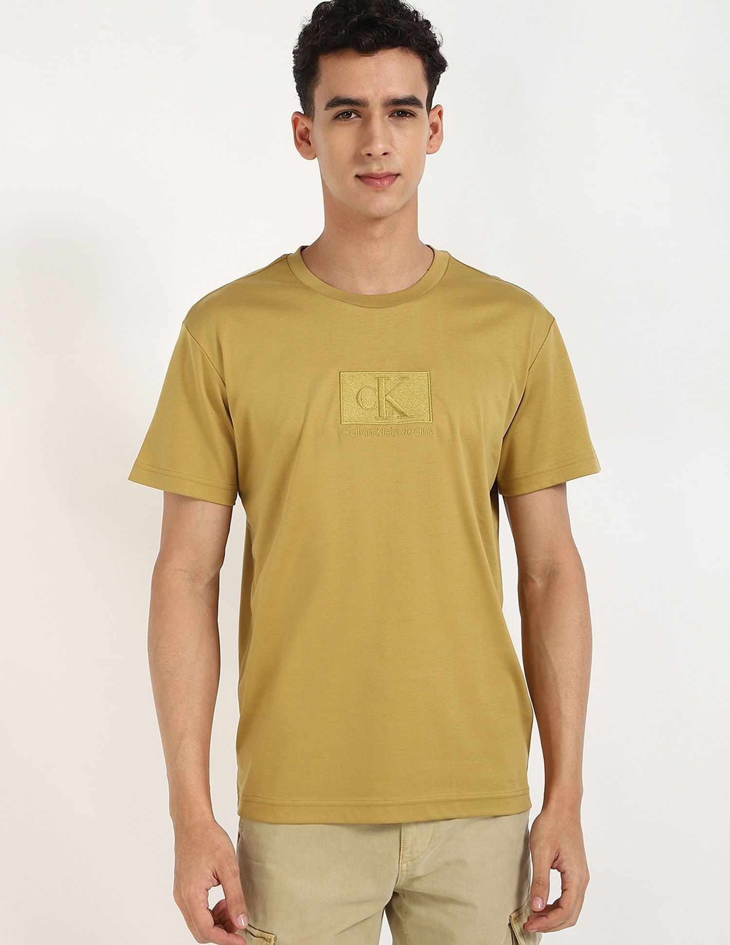 Calvin Klein Jeans Embroidered Logo Regular-Fit Cotton T Shirt