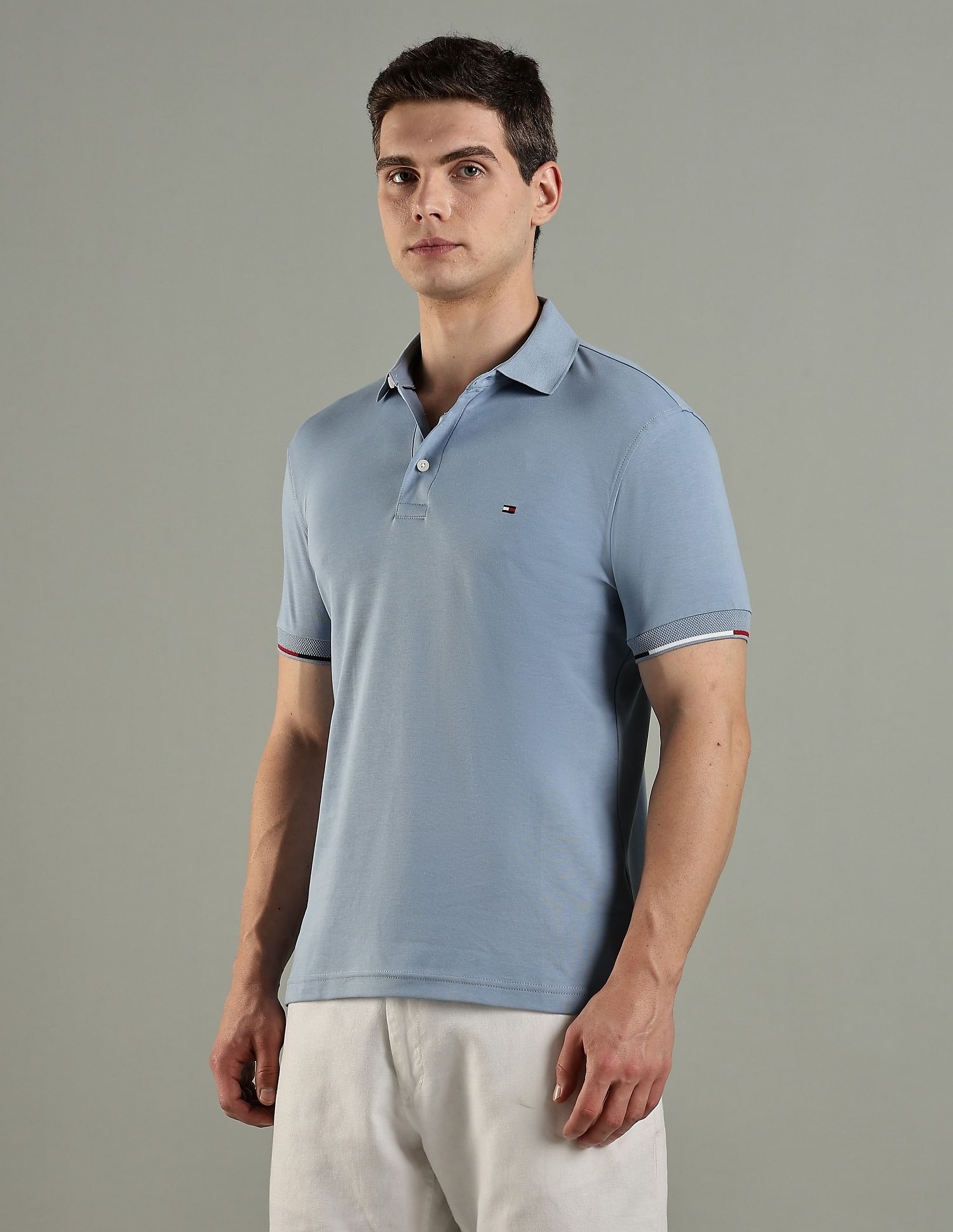 Tommy Hilfiger Solid Slim Fit Cotton Polo T-Shirt