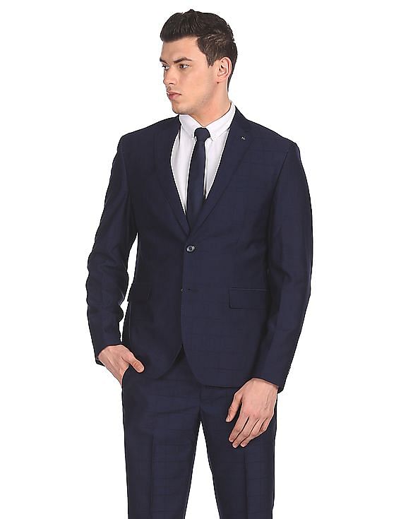 Buy Arrow Men Blue Body Tailored Regular Fit Two Piece Suit - NNNOW.com