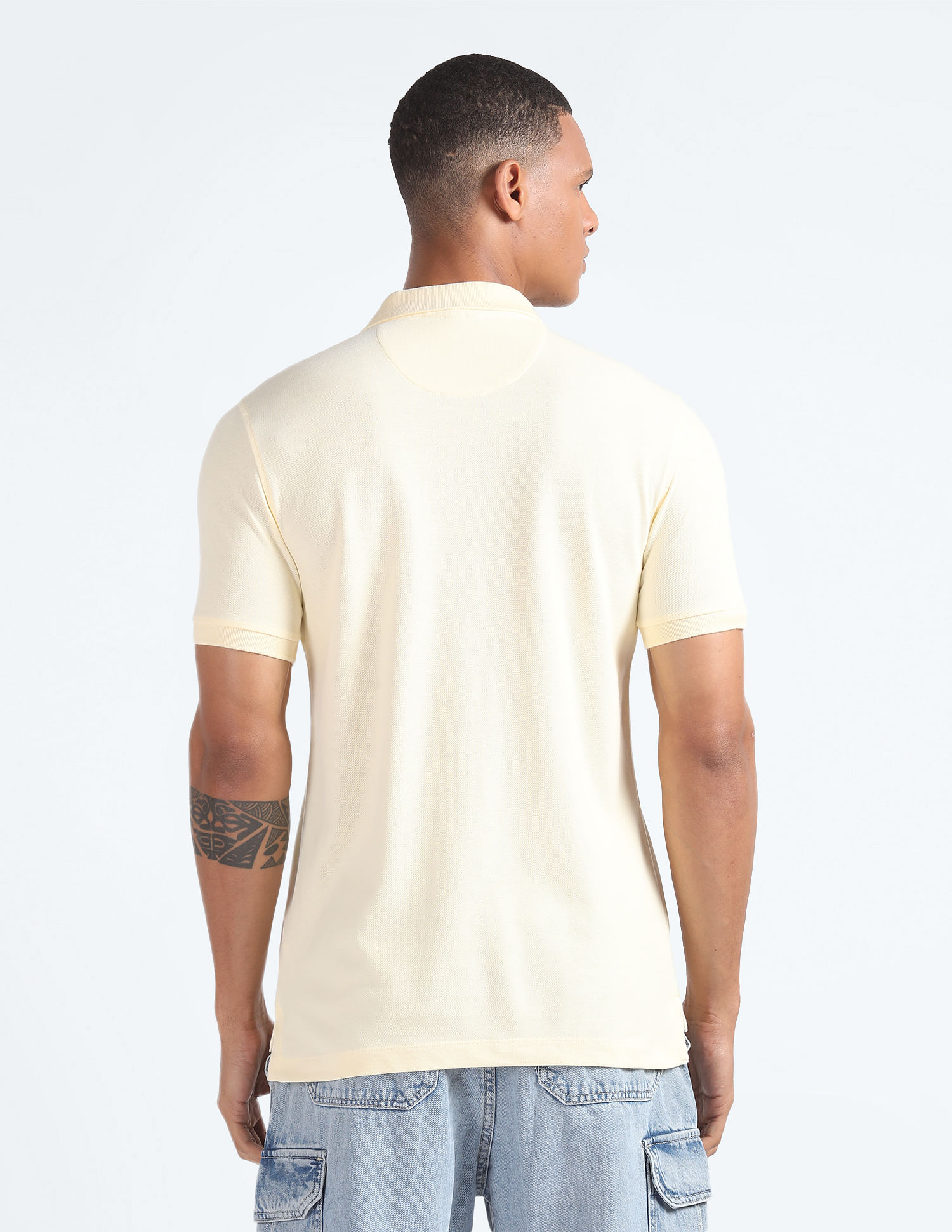 Flying Machine Solid Cotton Polo Shirt