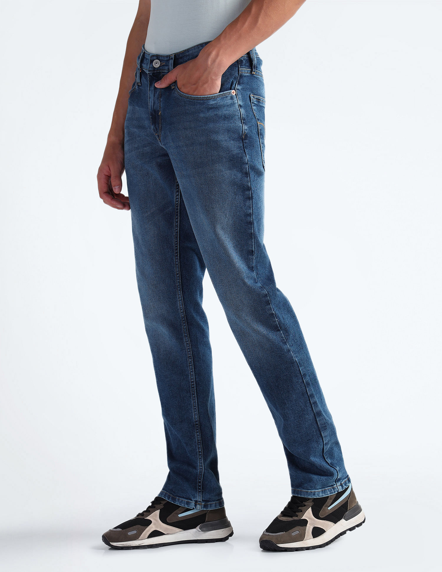 Flying Machine Mid Rise Freddie Slim Straight Fit Jeans