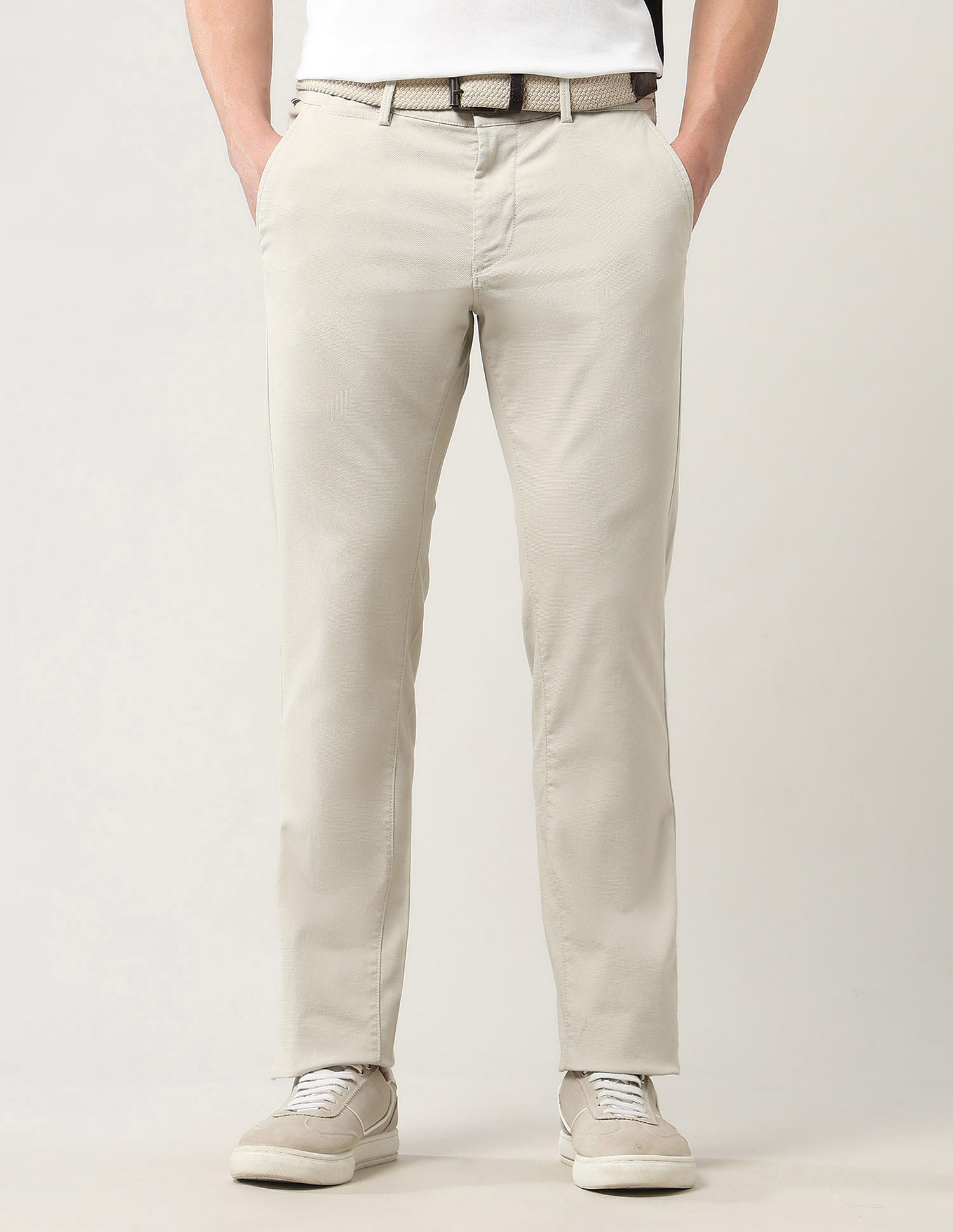 Arrow Sport Textured Slim Fit Trousers