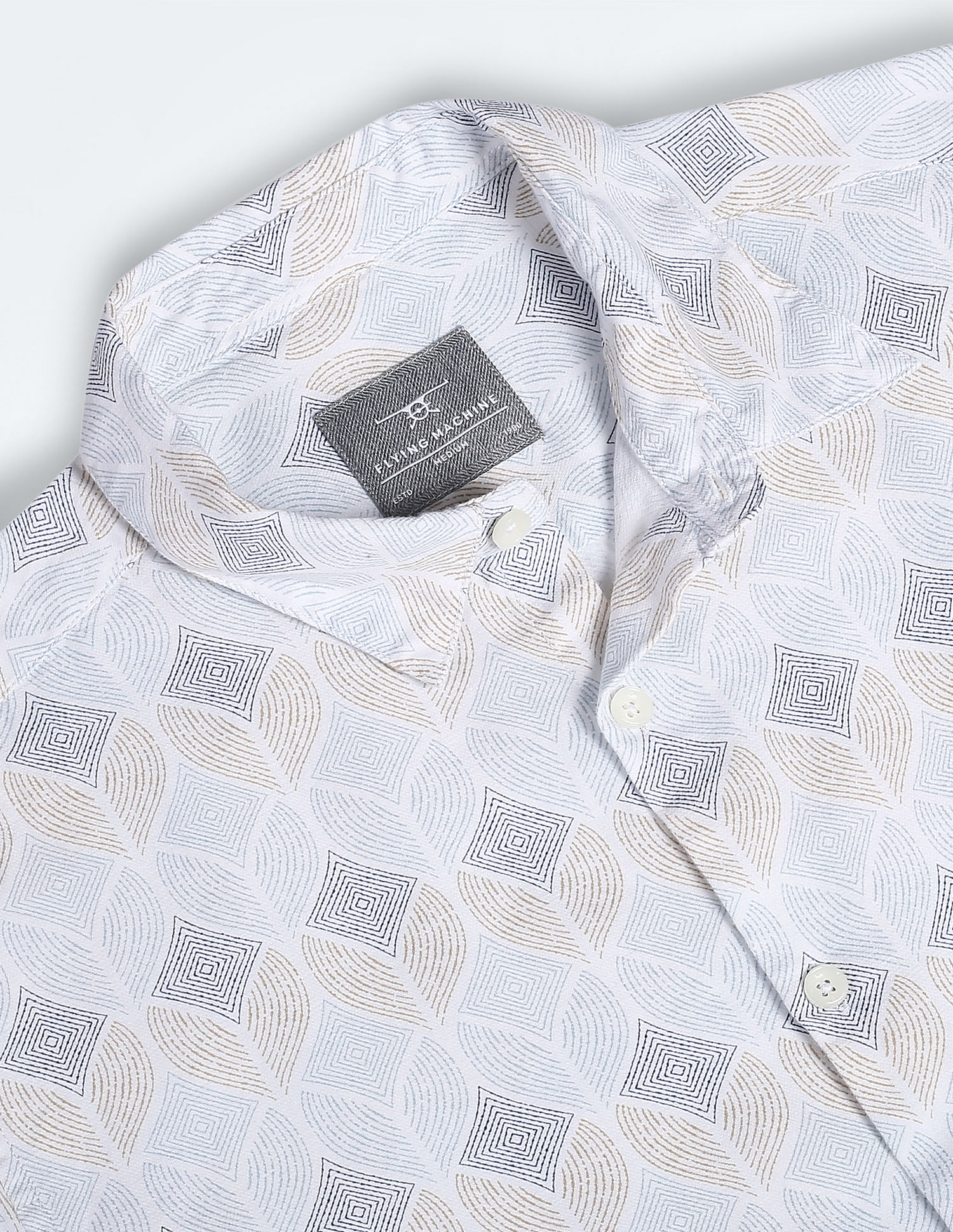 Flying Machine Geometric Print Cotton Shirt