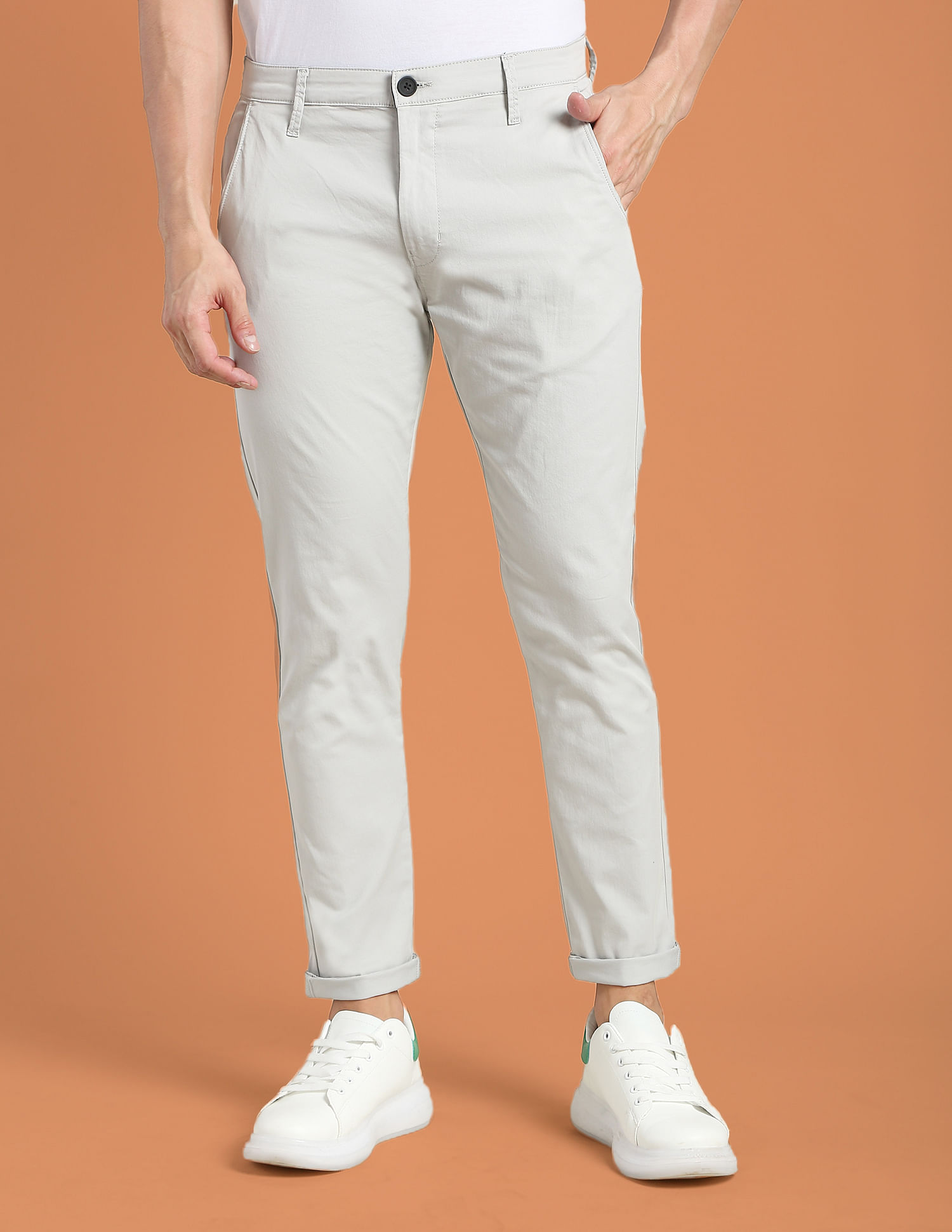 Flying Machine Mid Rise Solid F-Lite Trousers