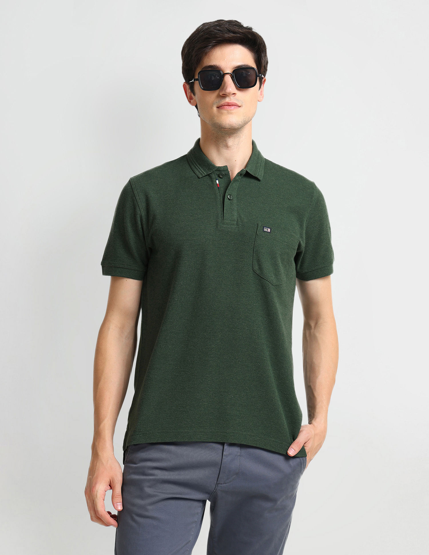 Arrow Sports Chest Pocket Heathered Polo Shirt