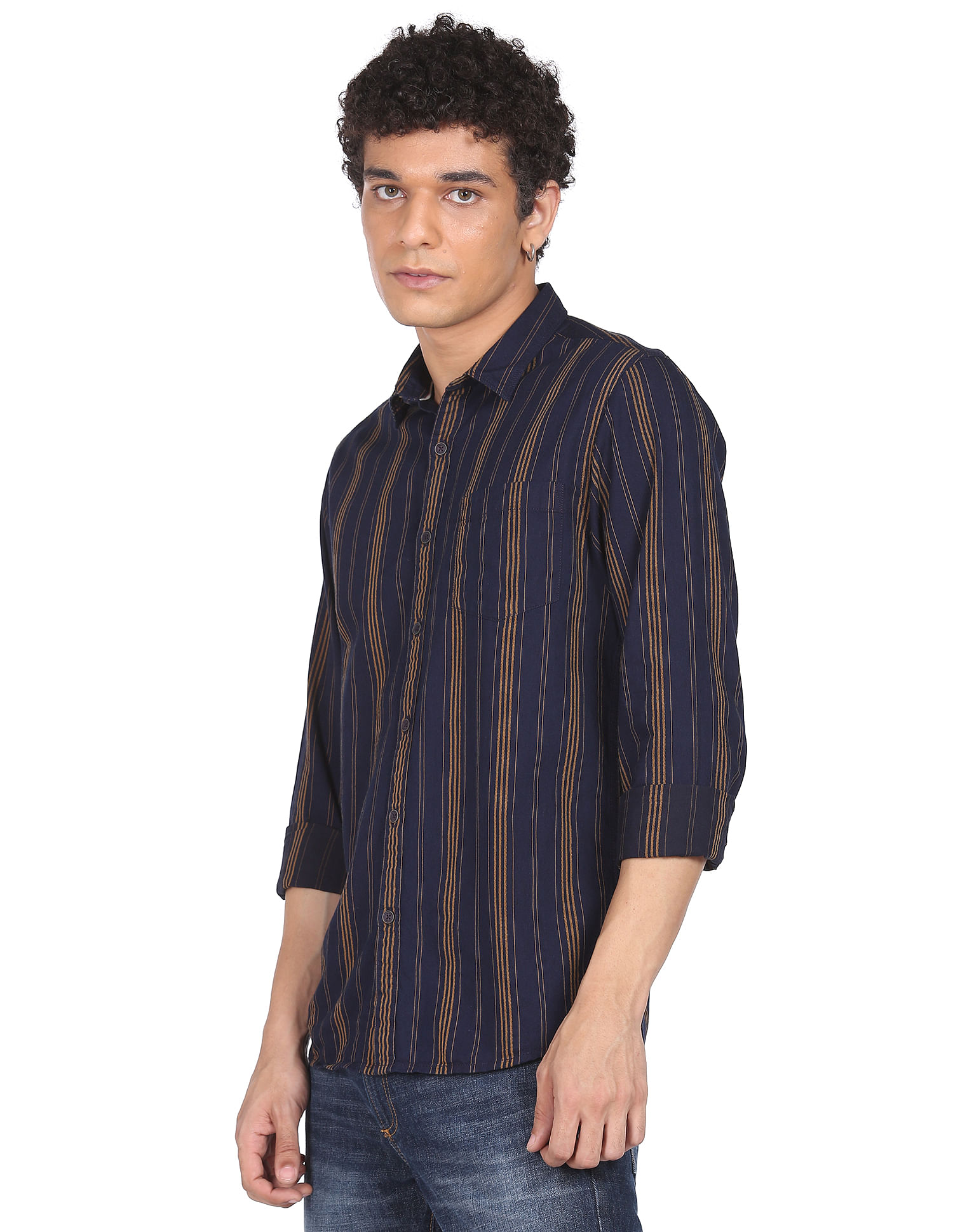 Flying Machine Vertical Stripe Pure Cotton Shirt
