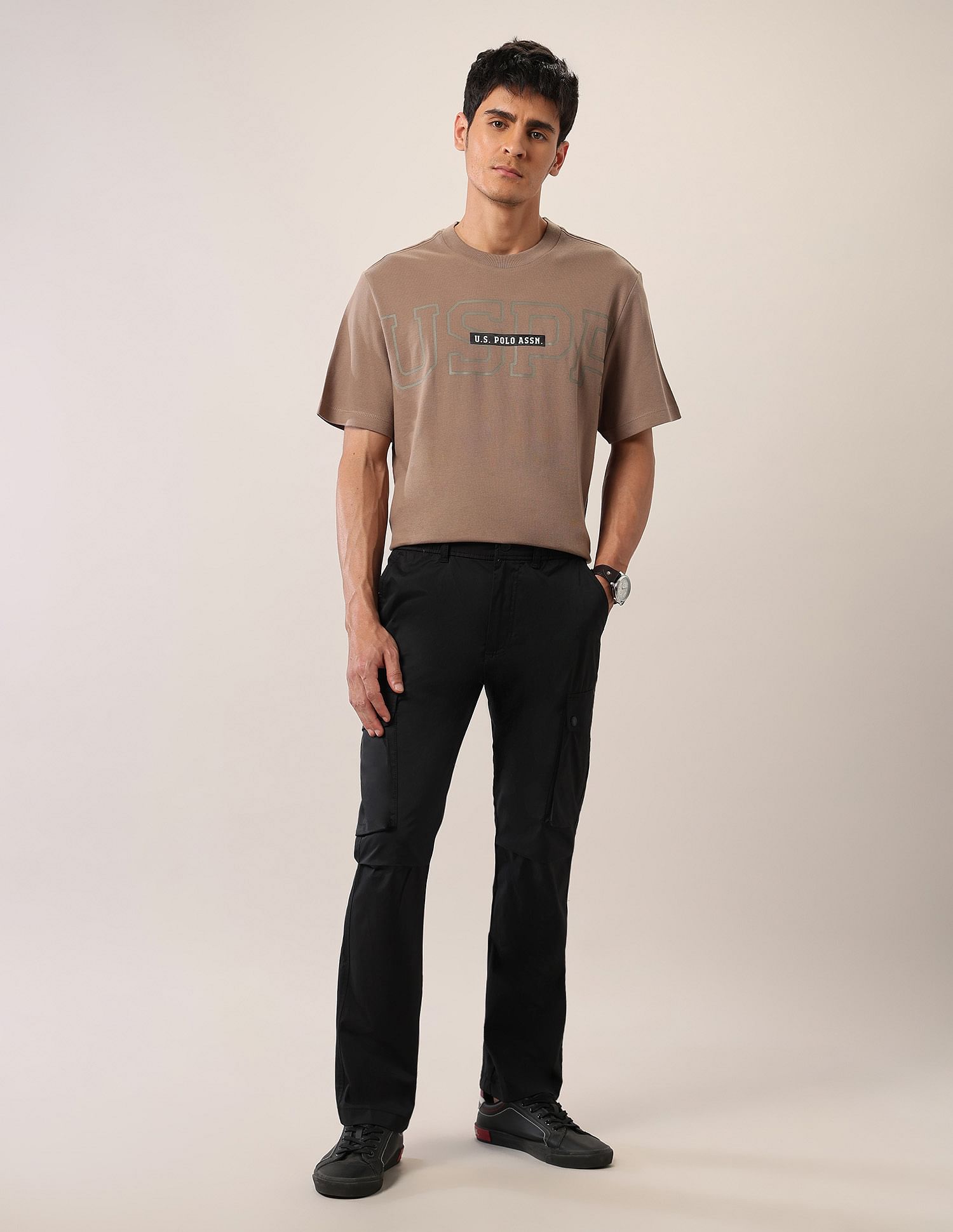 U.S. Polo Assn. Denim Co. Mid Rise Solid Straight Fit Cargos