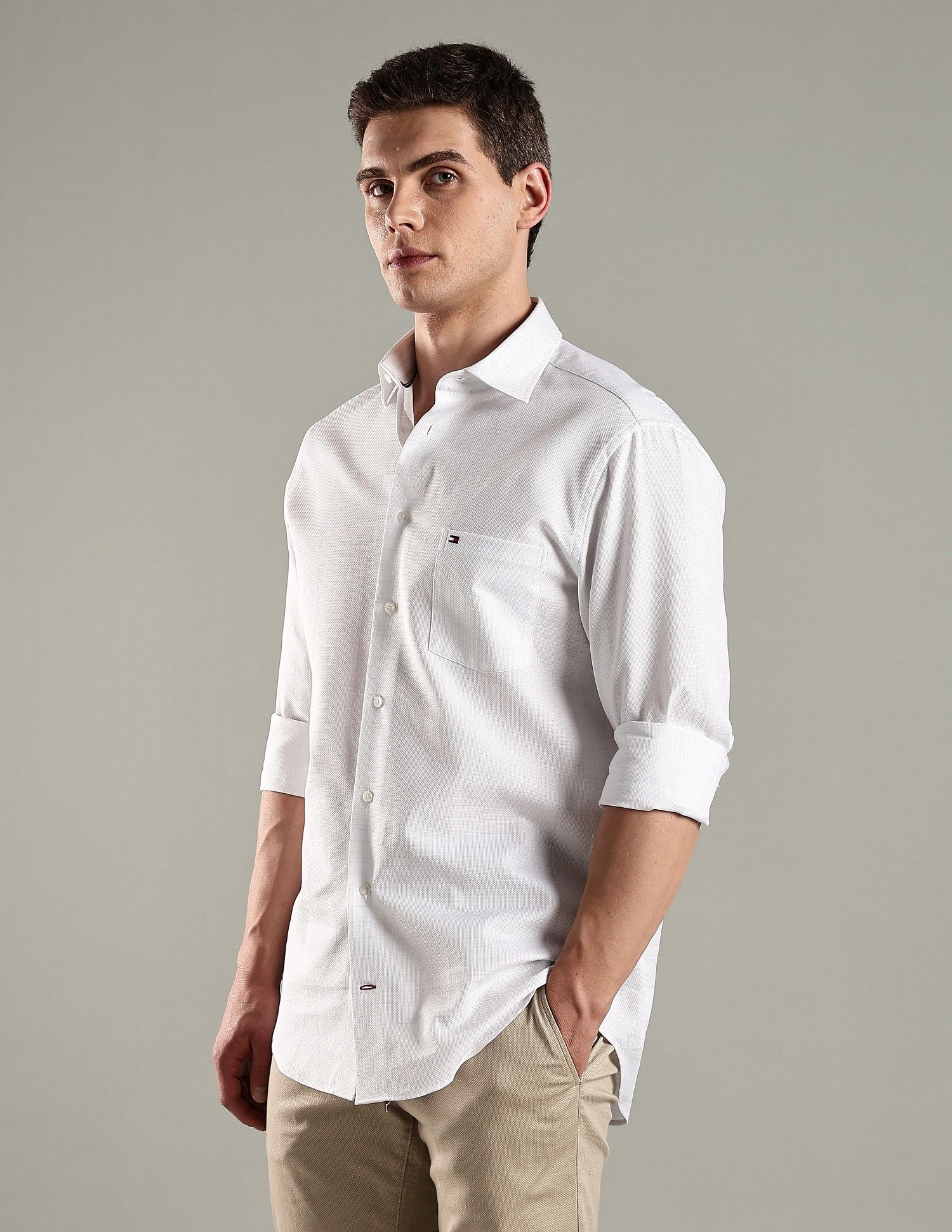 Tommy Hilfiger Solid Regular Fit Cotton Shirt