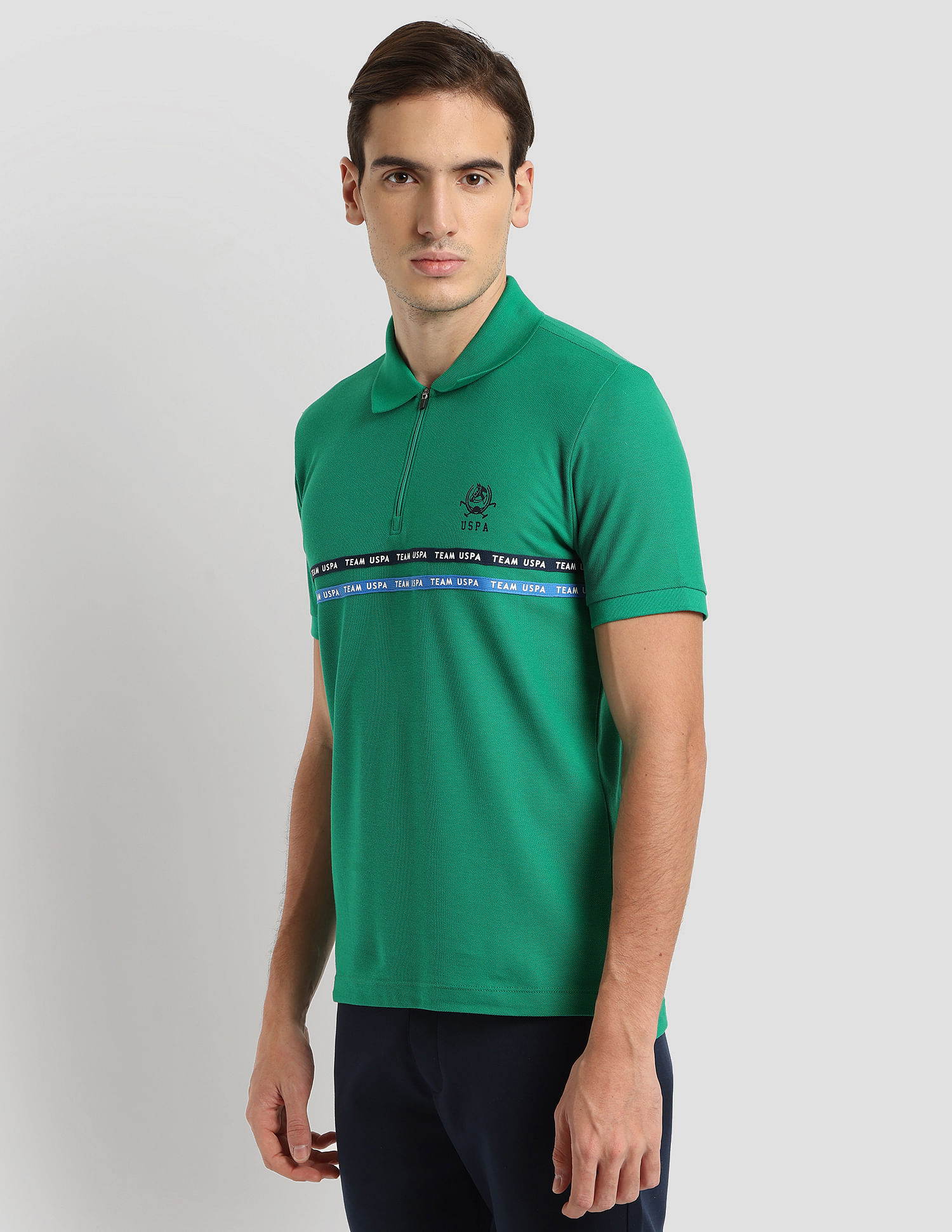 U.S. Polo Assn. Brand Tape Zipper Active Polo Shirt
