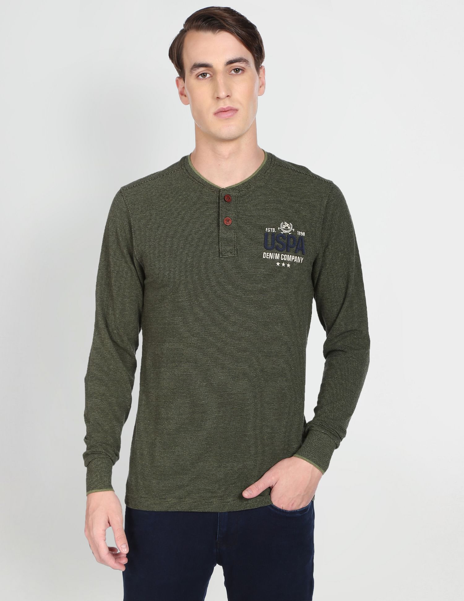 U.S. Polo Assn. Denim Co. Long Sleeve Cotton Henley T-Shirt