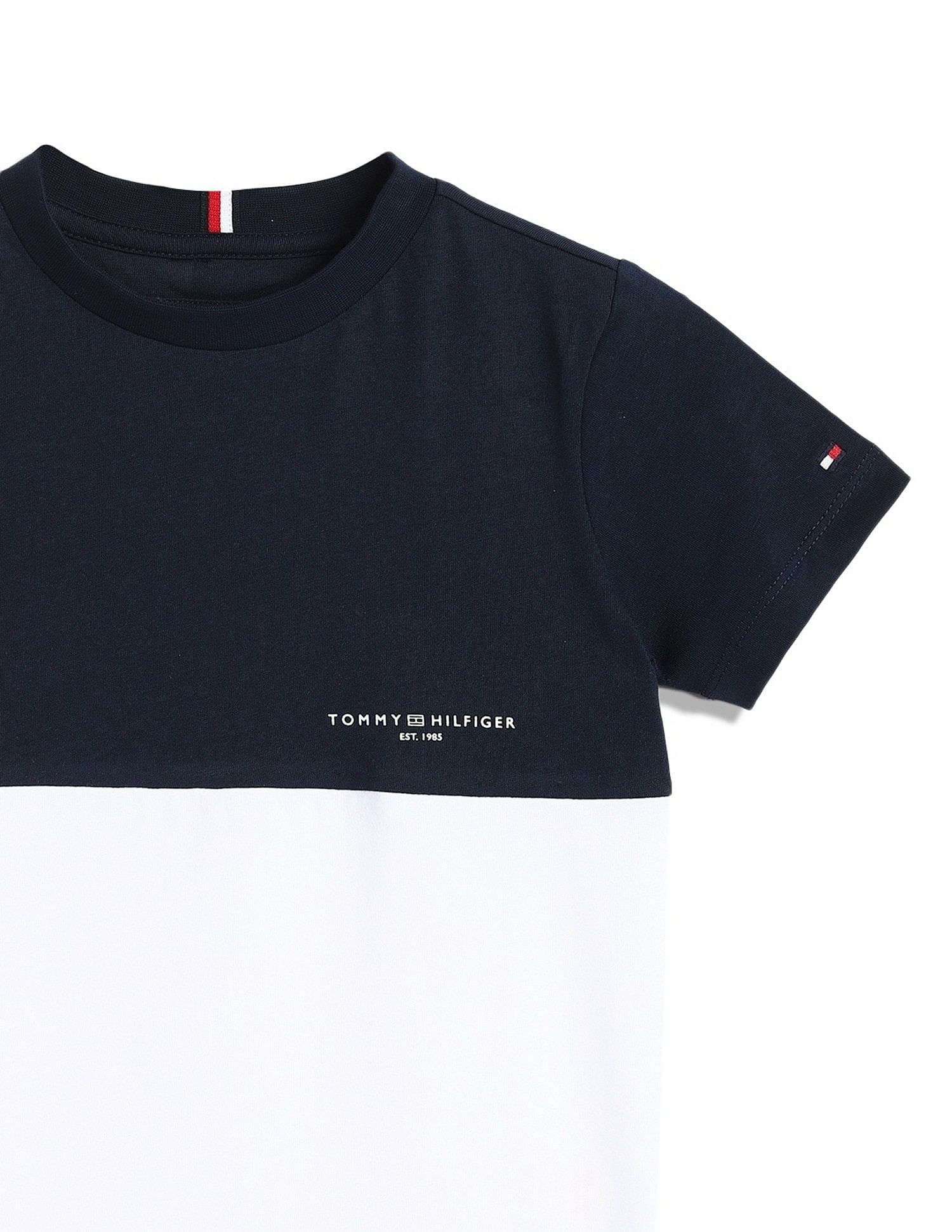 Tommy Hilfiger Boys Blue Colour Blocked T-Shirt