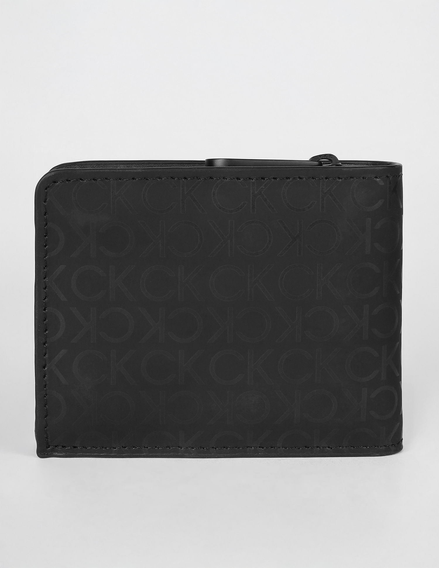 Calvin Klein Logo Black Leather Bi-Fold Wallet
