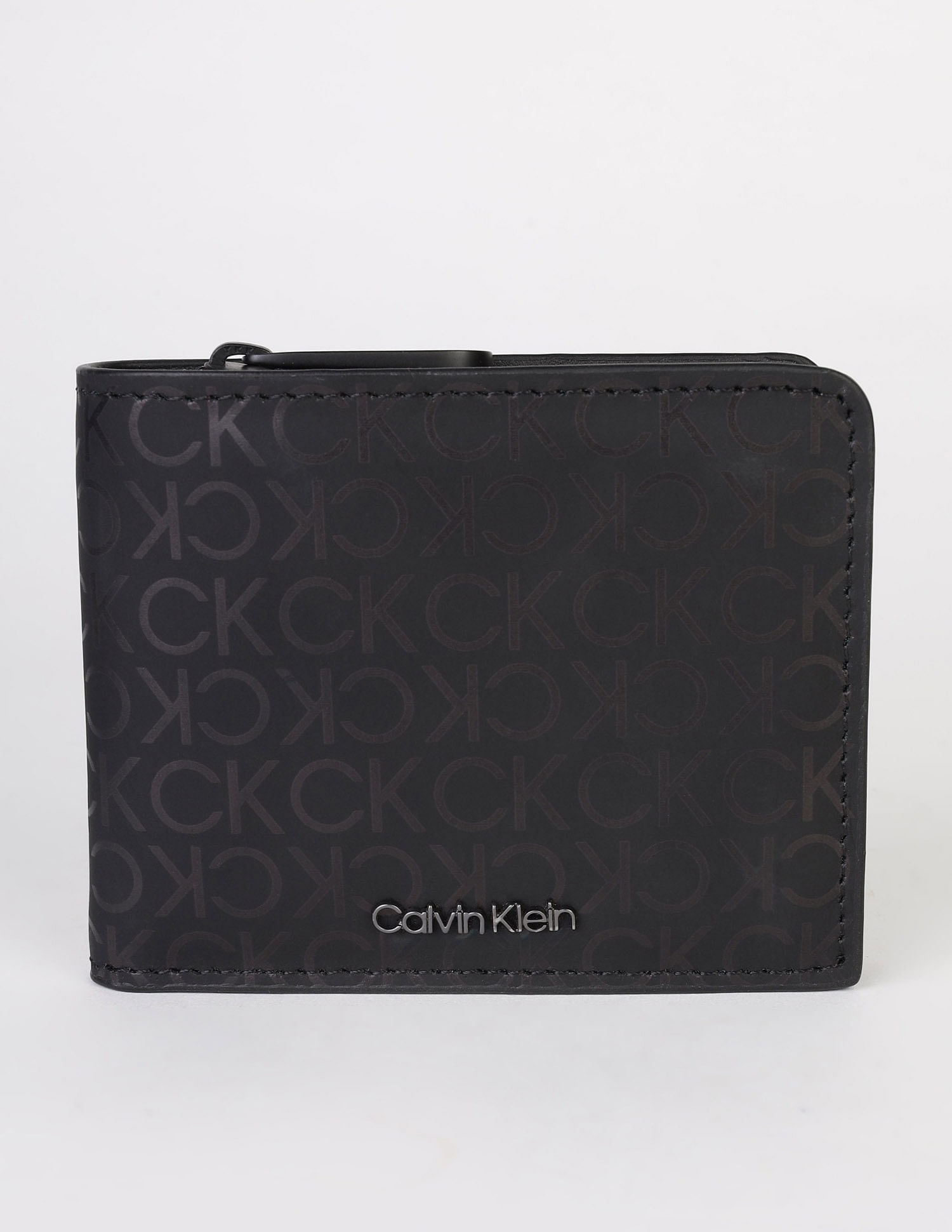 Calvin Klein Logo Black Leather Bi-Fold Wallet