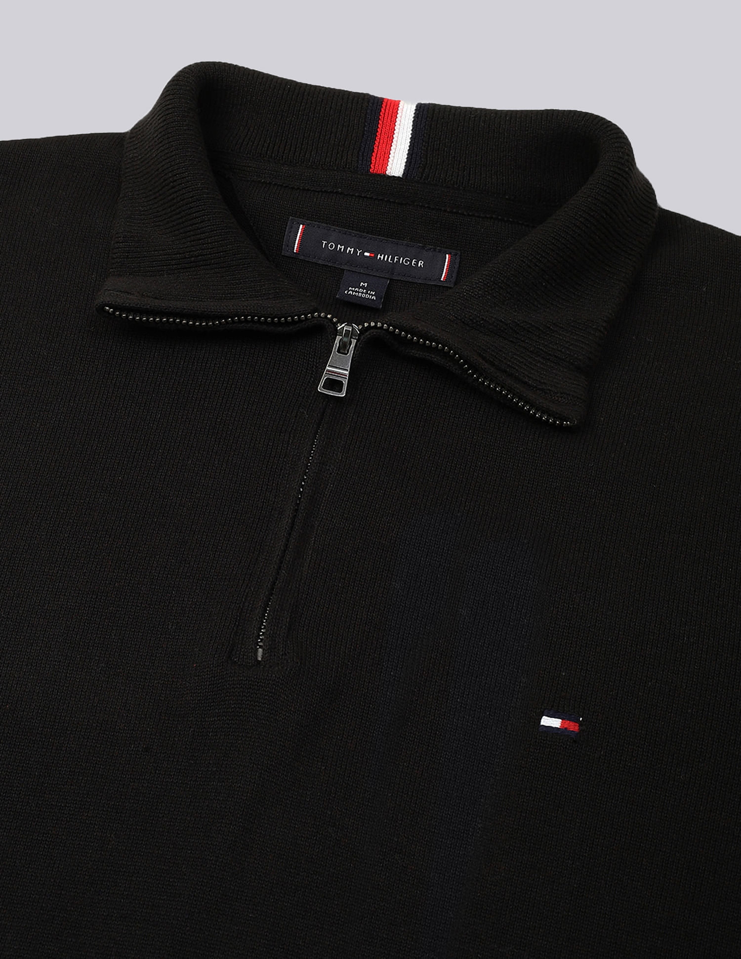 Tommy Hilfiger Cotton Zip Mock Neck Sweater