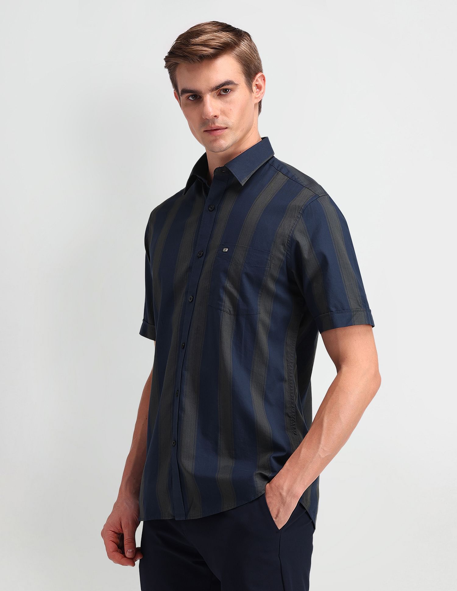 Arrow Sport Vertical Striped Cotton Shirt