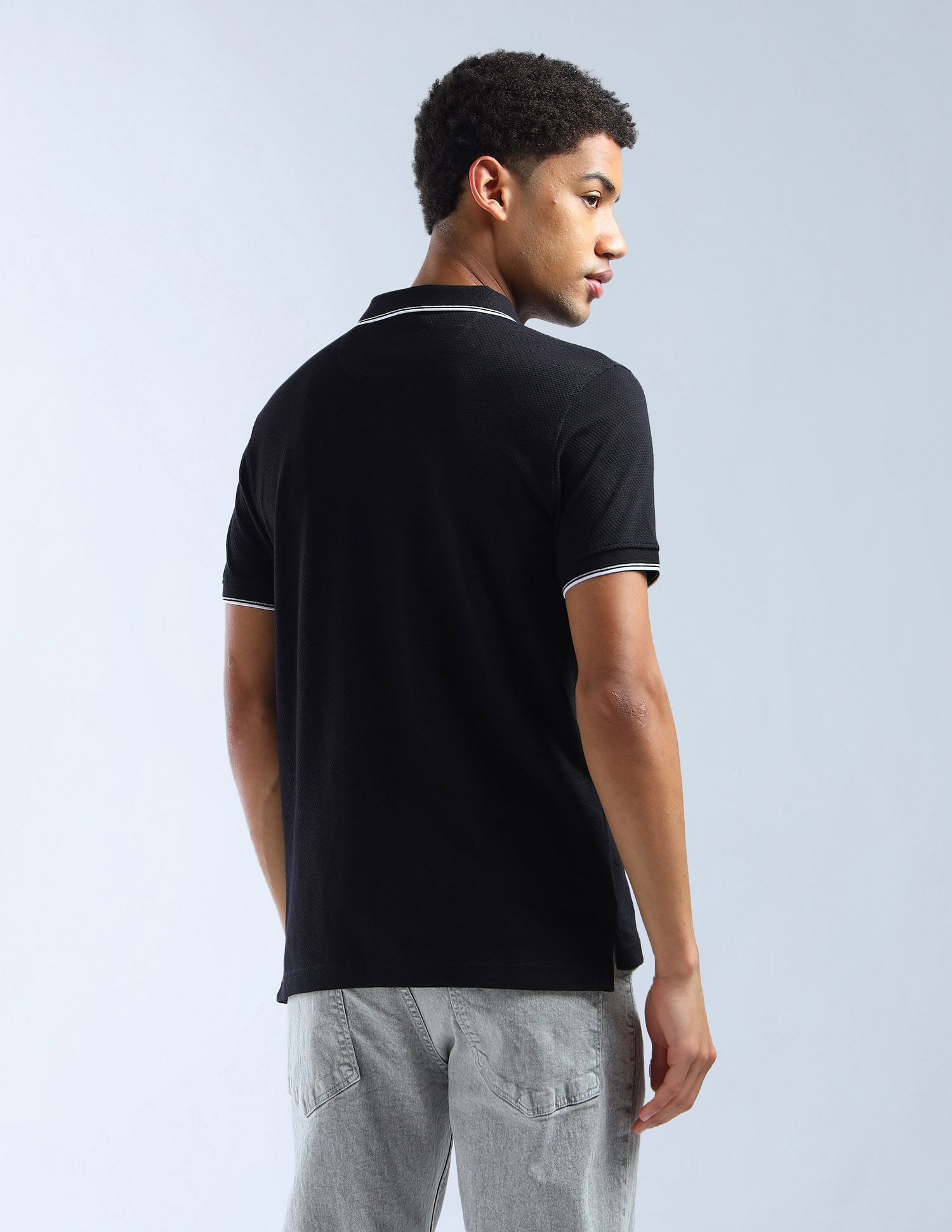 Flying Machine Textured Regular Fit Essentials Polo Shirt