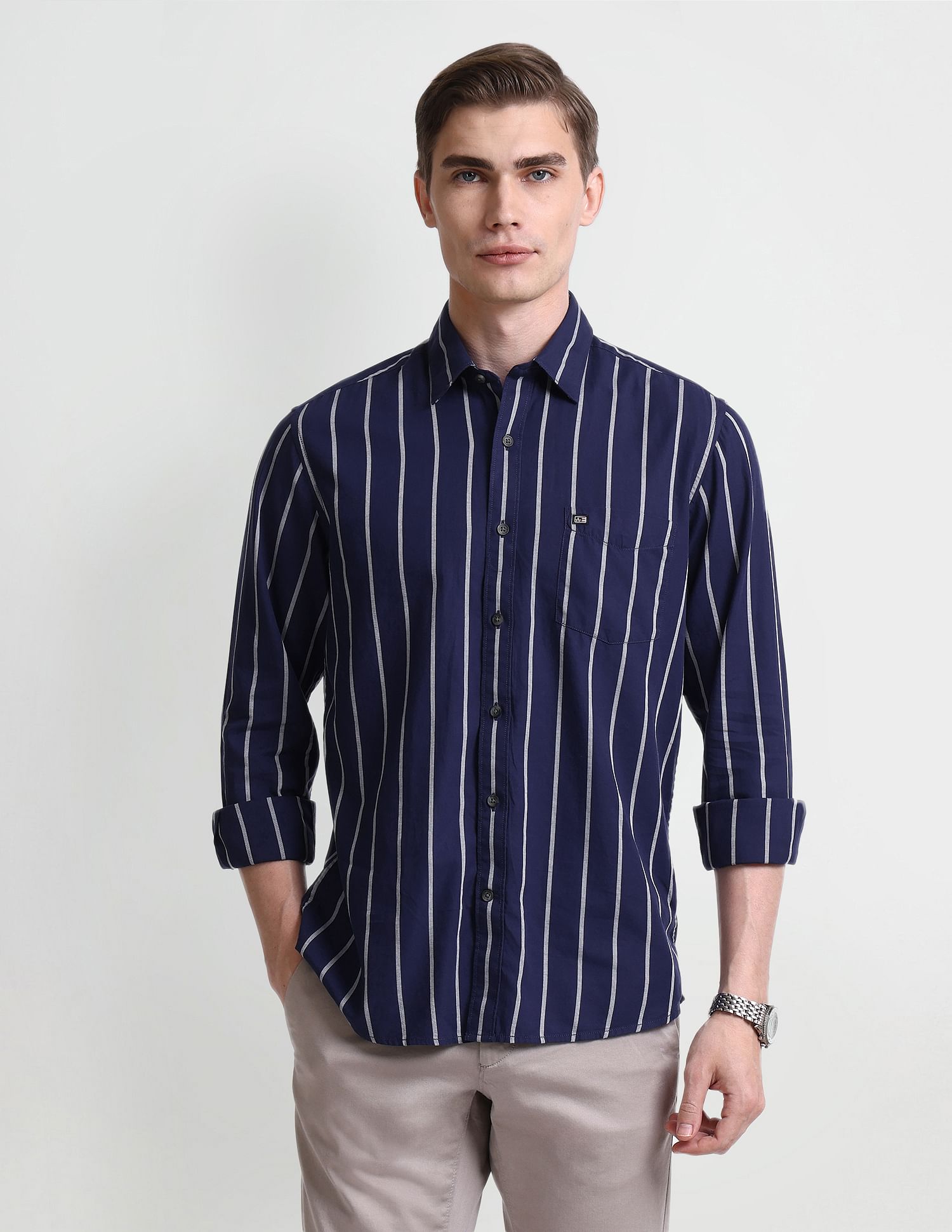 Arrow Sport Manhattan Slim Geometric Print Shirt