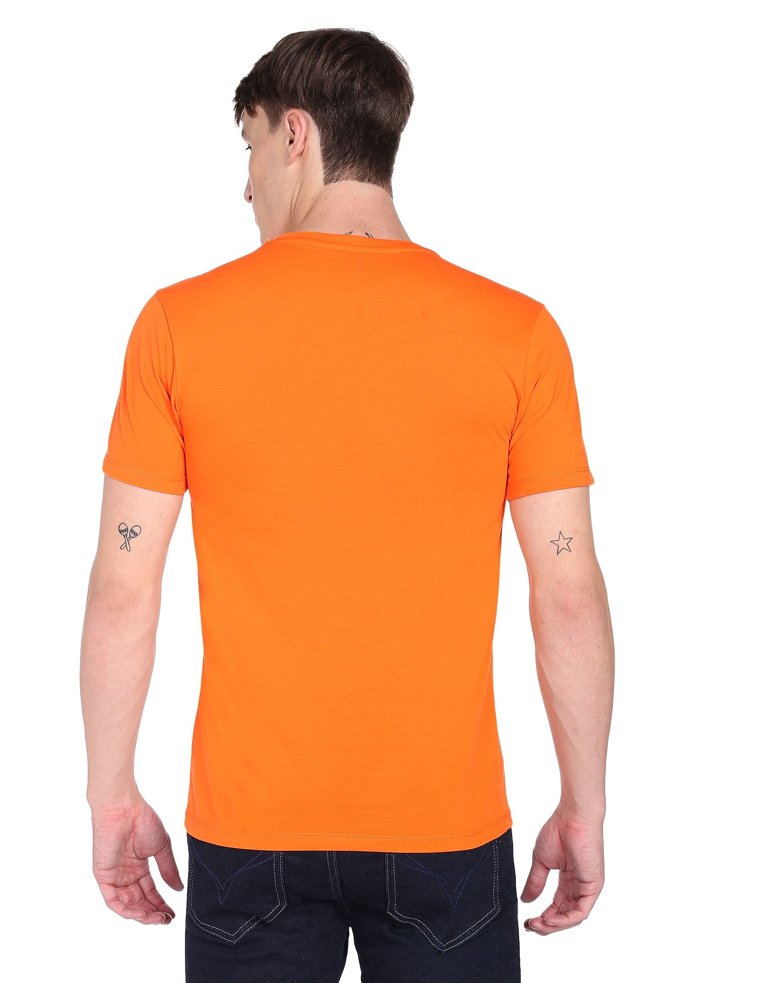 Flying Machine Crew Neck Solid T-Shirt