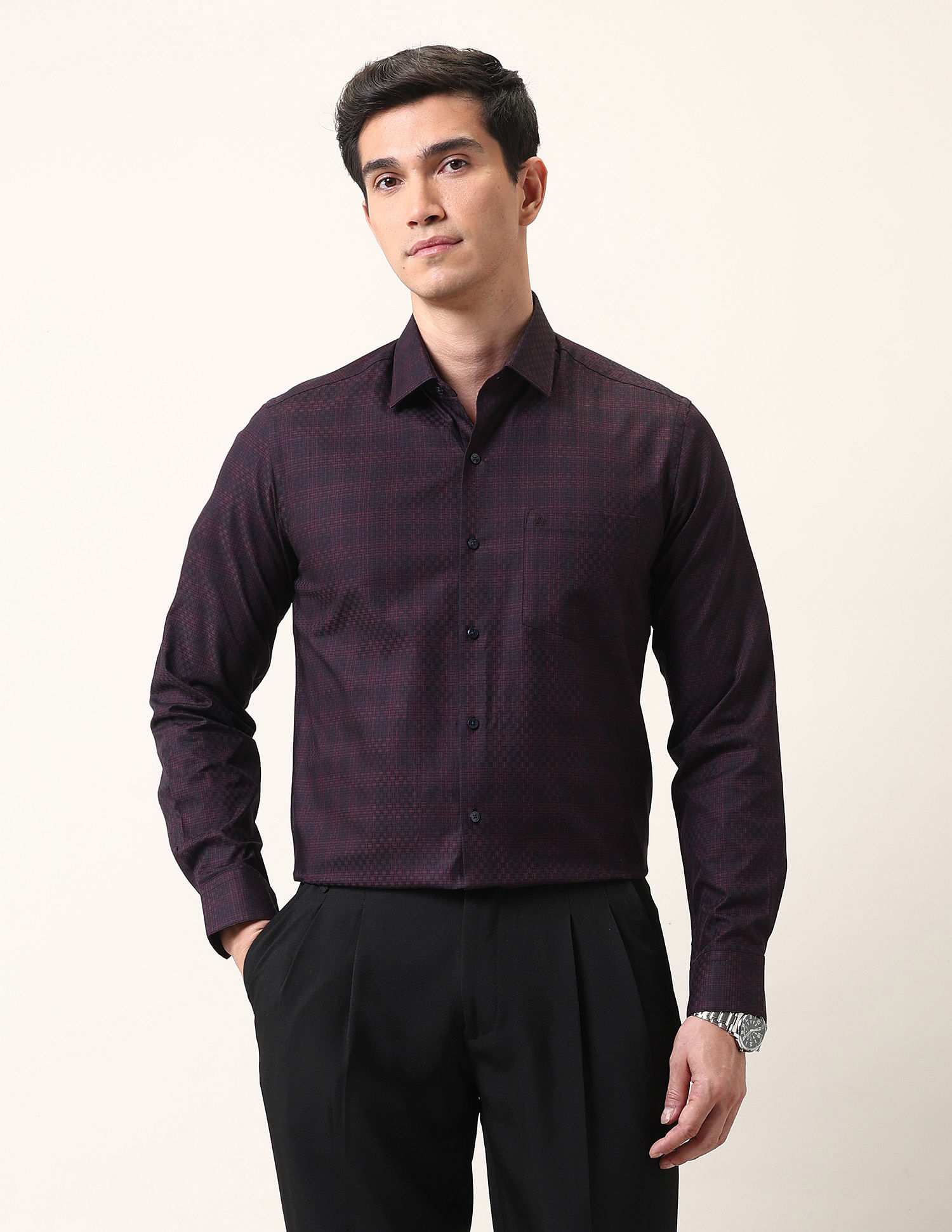 Arrow Manhattan Slim Fit Textured Ceremonial Shirt