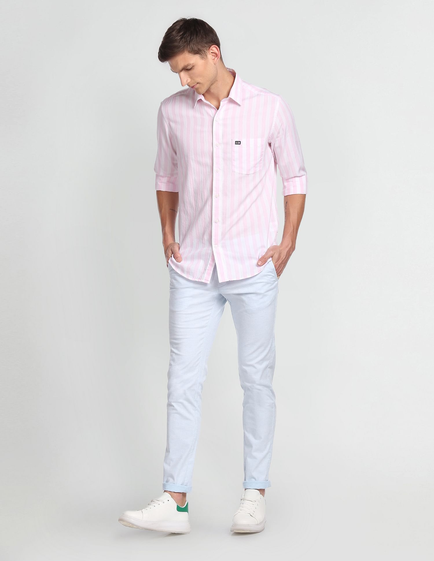 Arrow Sports Vertical Stripe Twill Shirt